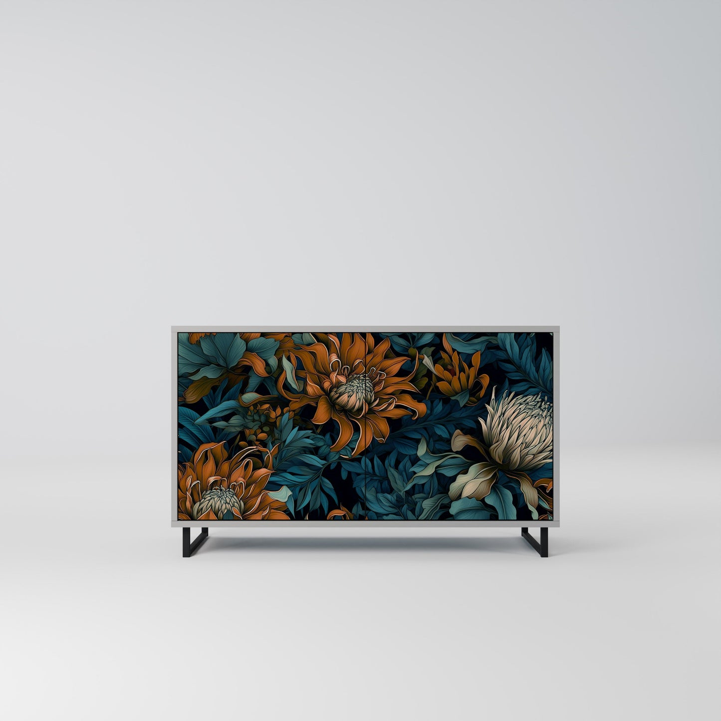 MORNING BLOOM 2-Door Sideboard in Grey Finish