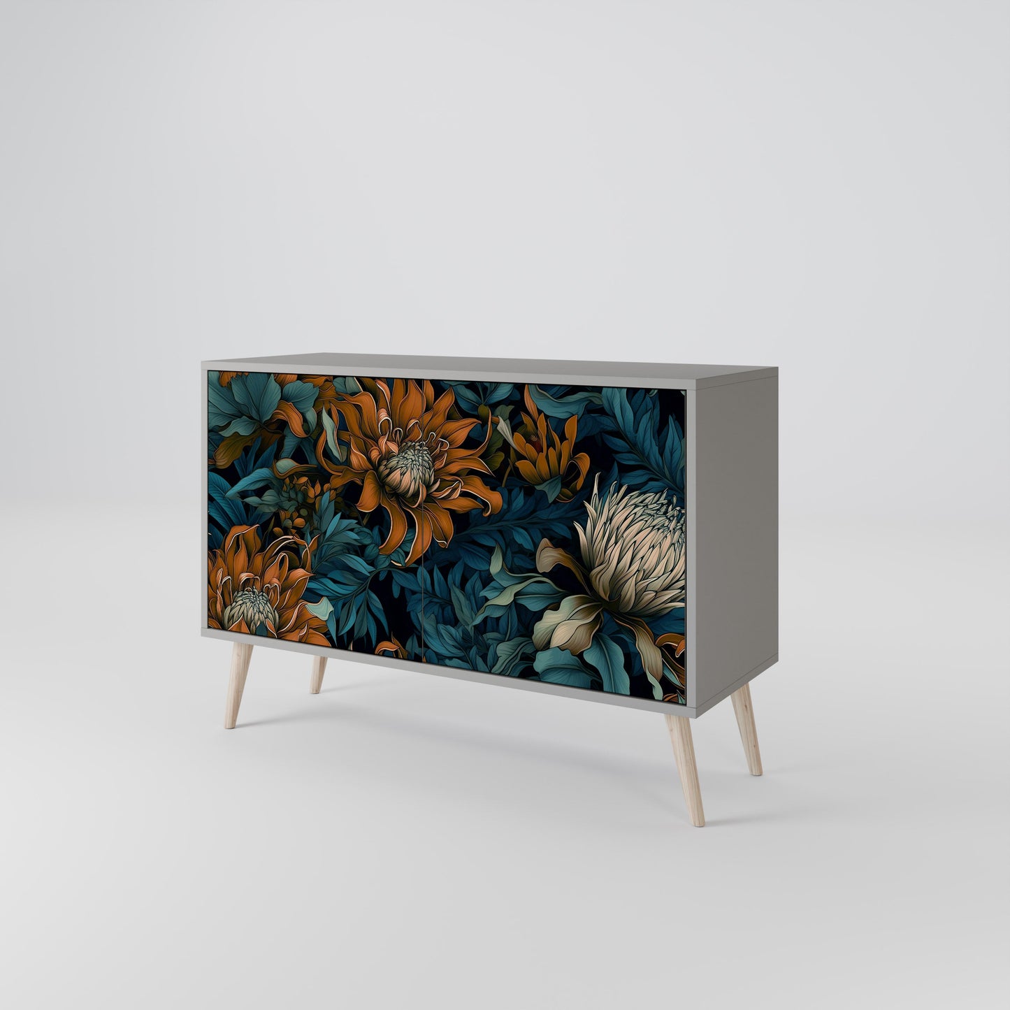MORNING BLOOM 2-Door Sideboard in Grey Finish