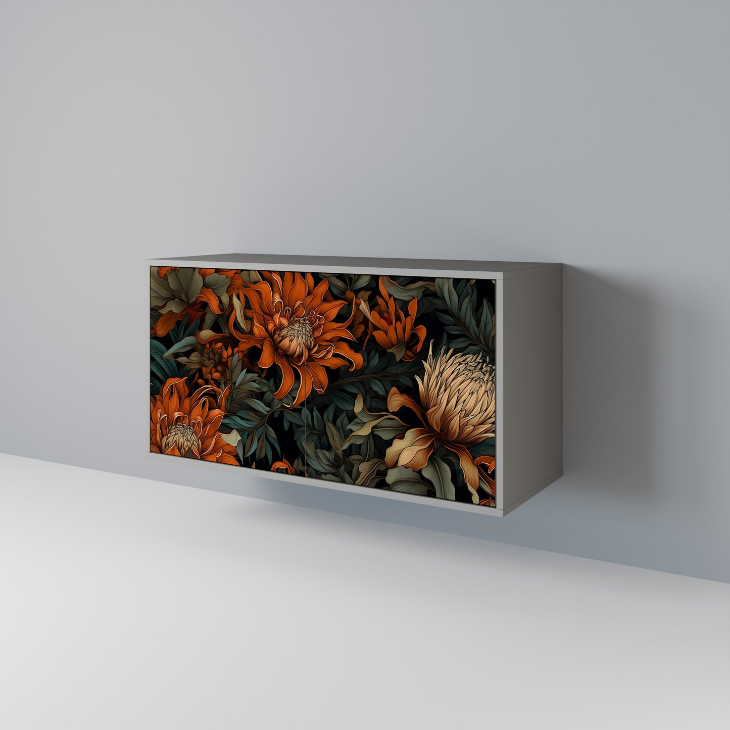 Credenza a 2 ante DAWN BLOOM in finitura grigia