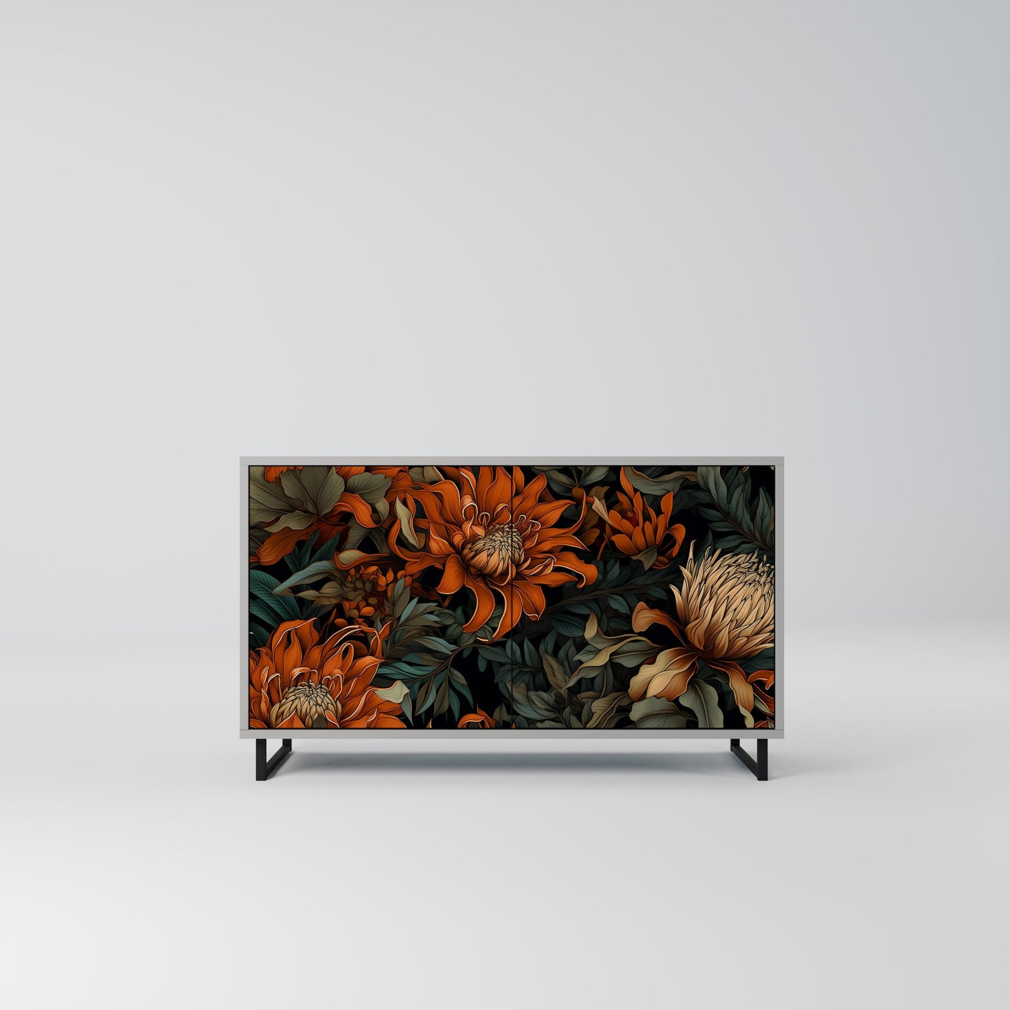 Credenza a 2 ante DAWN BLOOM in finitura grigia