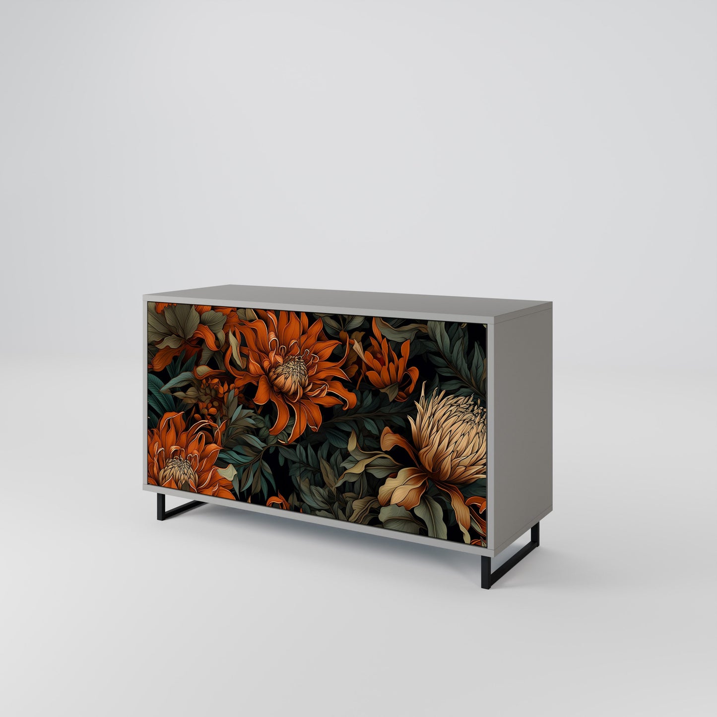 Credenza a 2 ante DAWN BLOOM in finitura grigia
