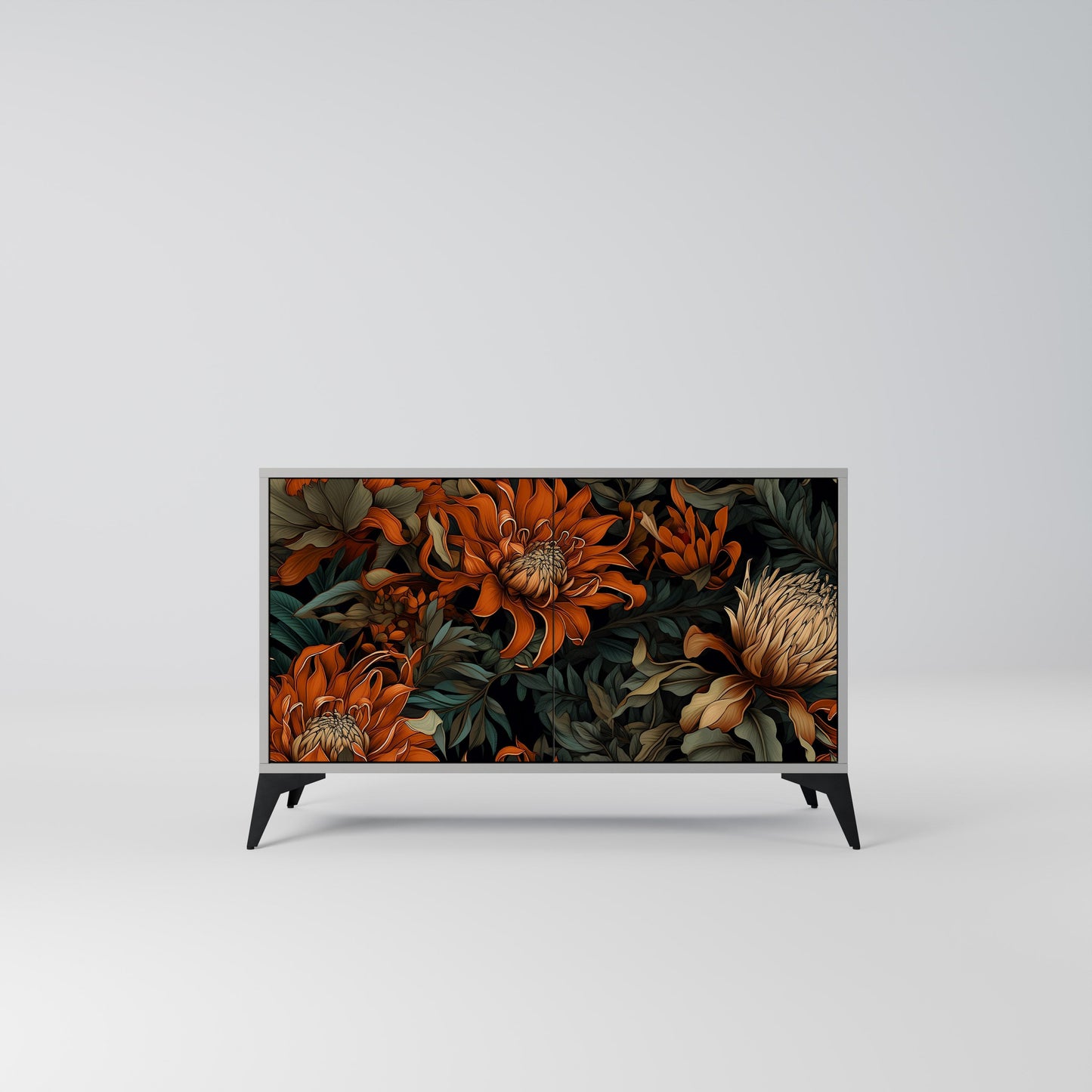 Credenza a 2 ante DAWN BLOOM in finitura grigia