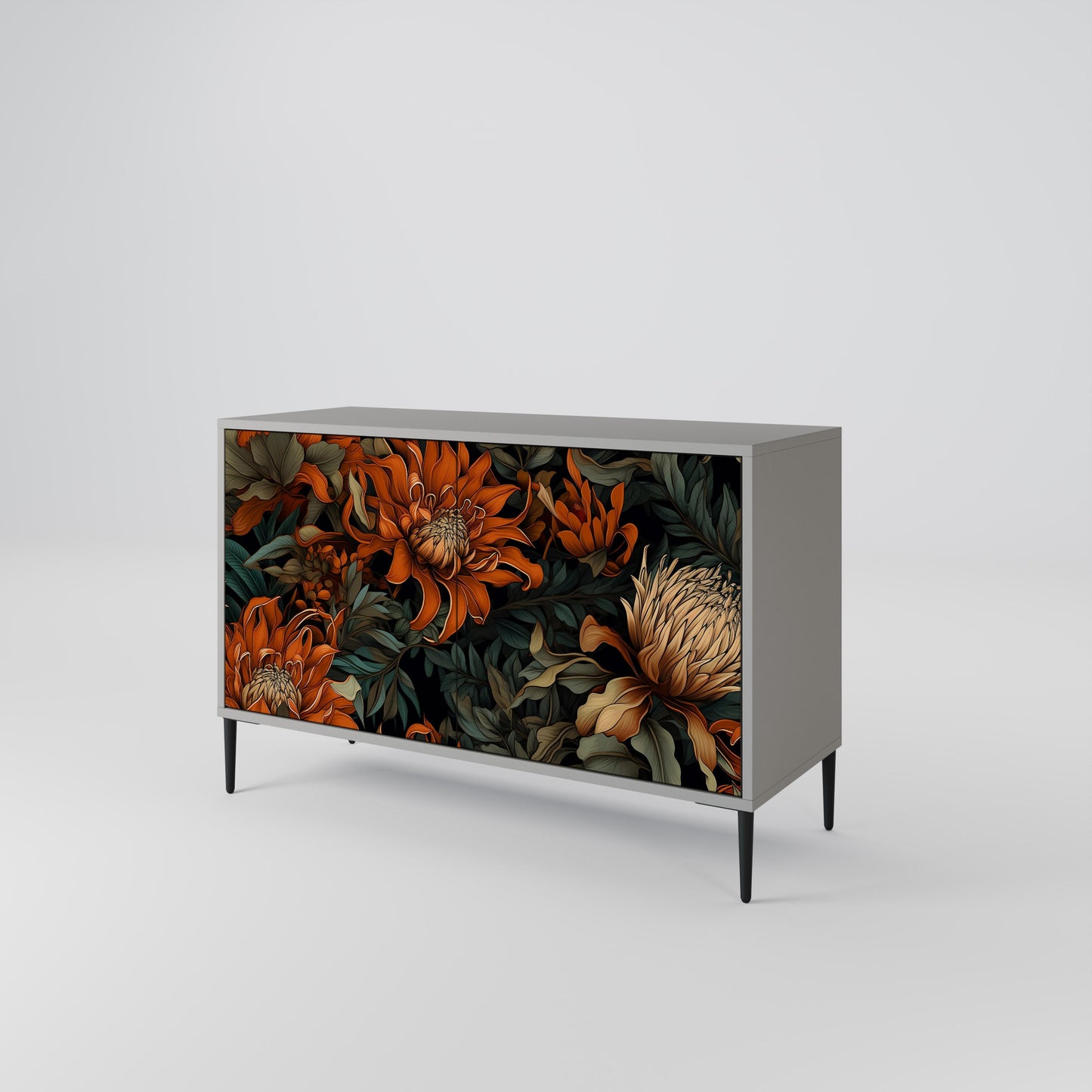 Credenza a 2 ante DAWN BLOOM in finitura grigia