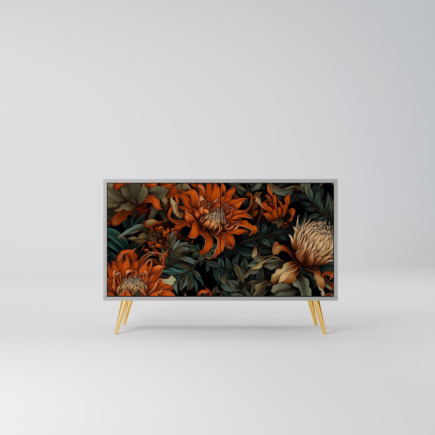 Credenza a 2 ante DAWN BLOOM in finitura grigia