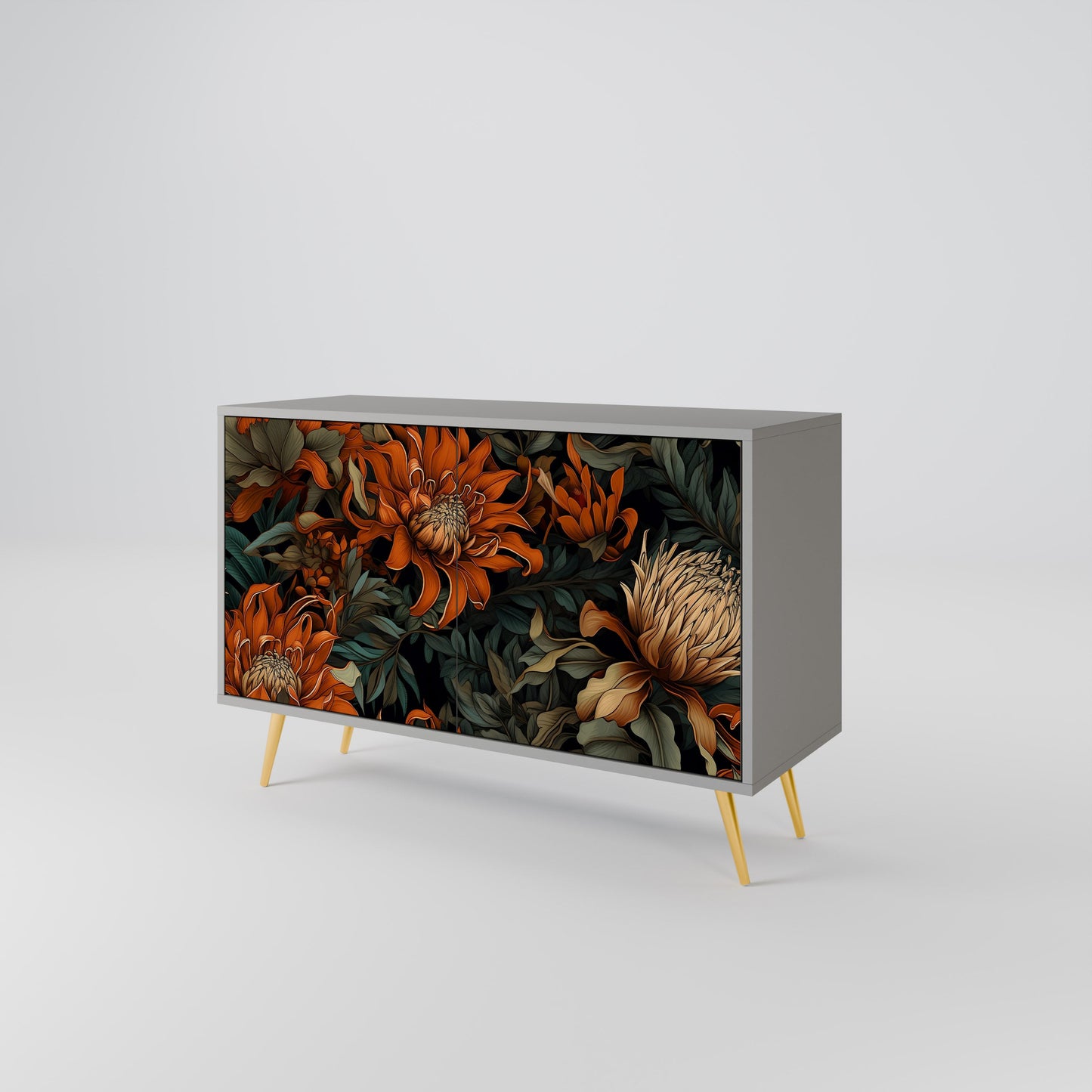 Credenza a 2 ante DAWN BLOOM in finitura grigia