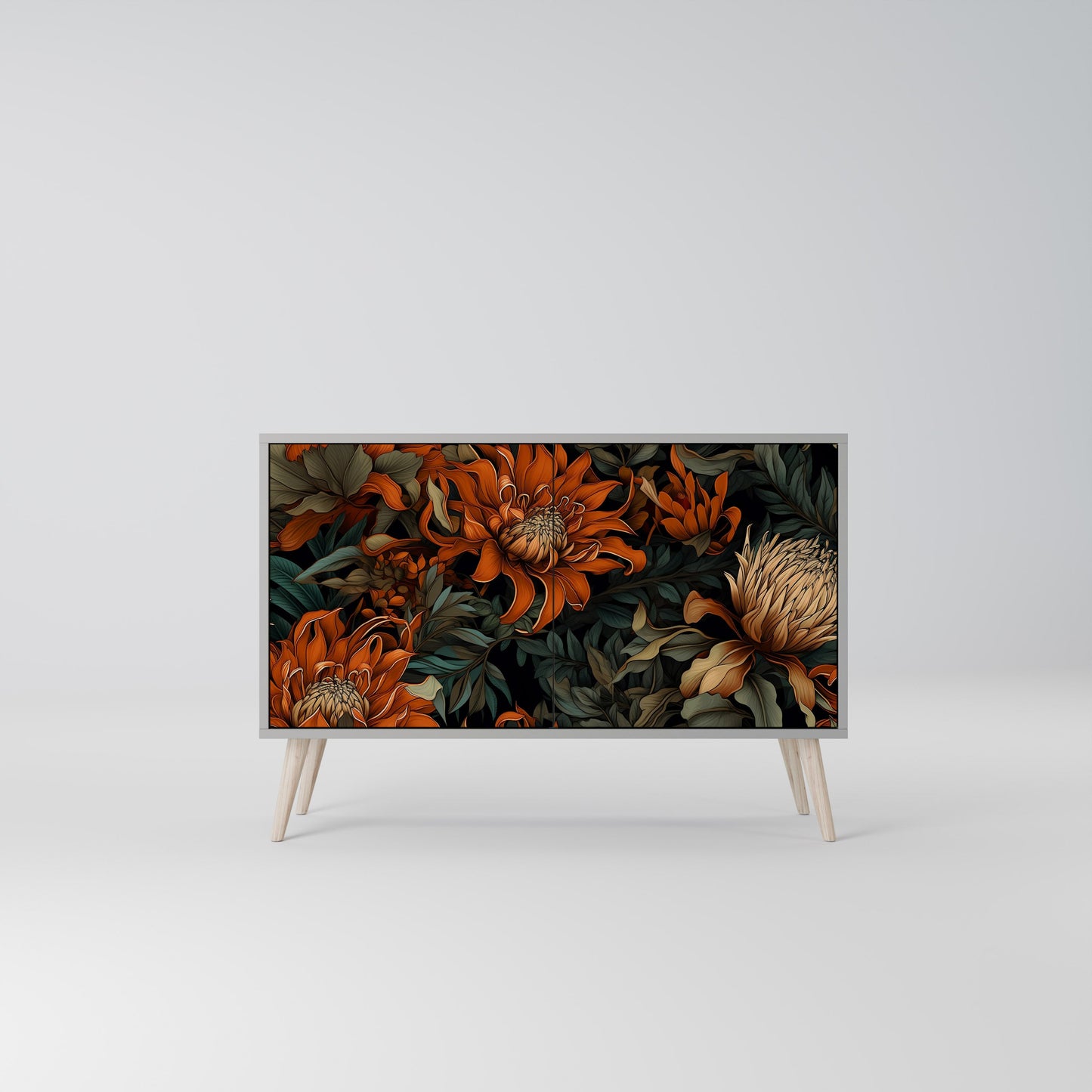 Credenza a 2 ante DAWN BLOOM in finitura grigia
