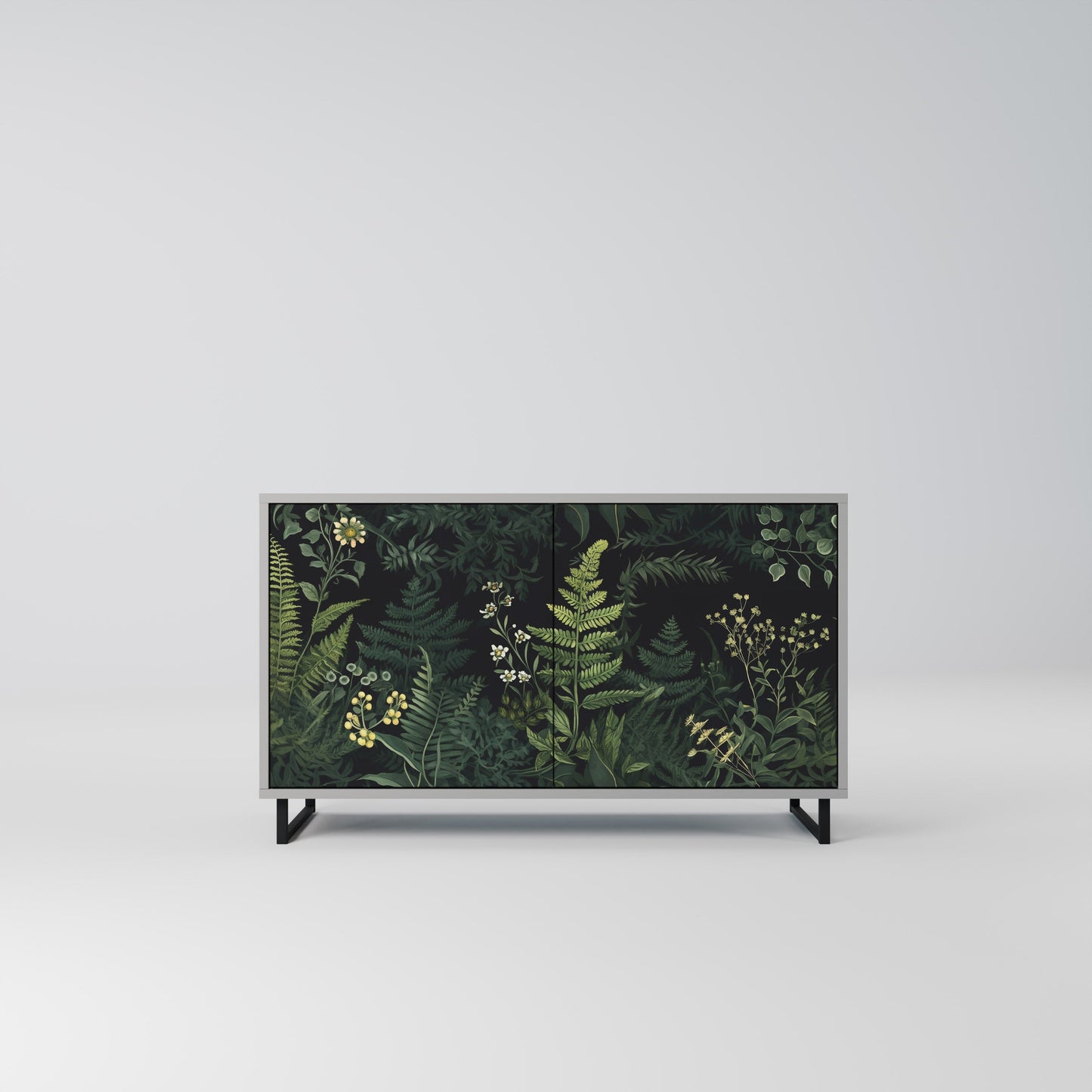 FERN FLOWERS 2-Door Sideboard in Grey Finish