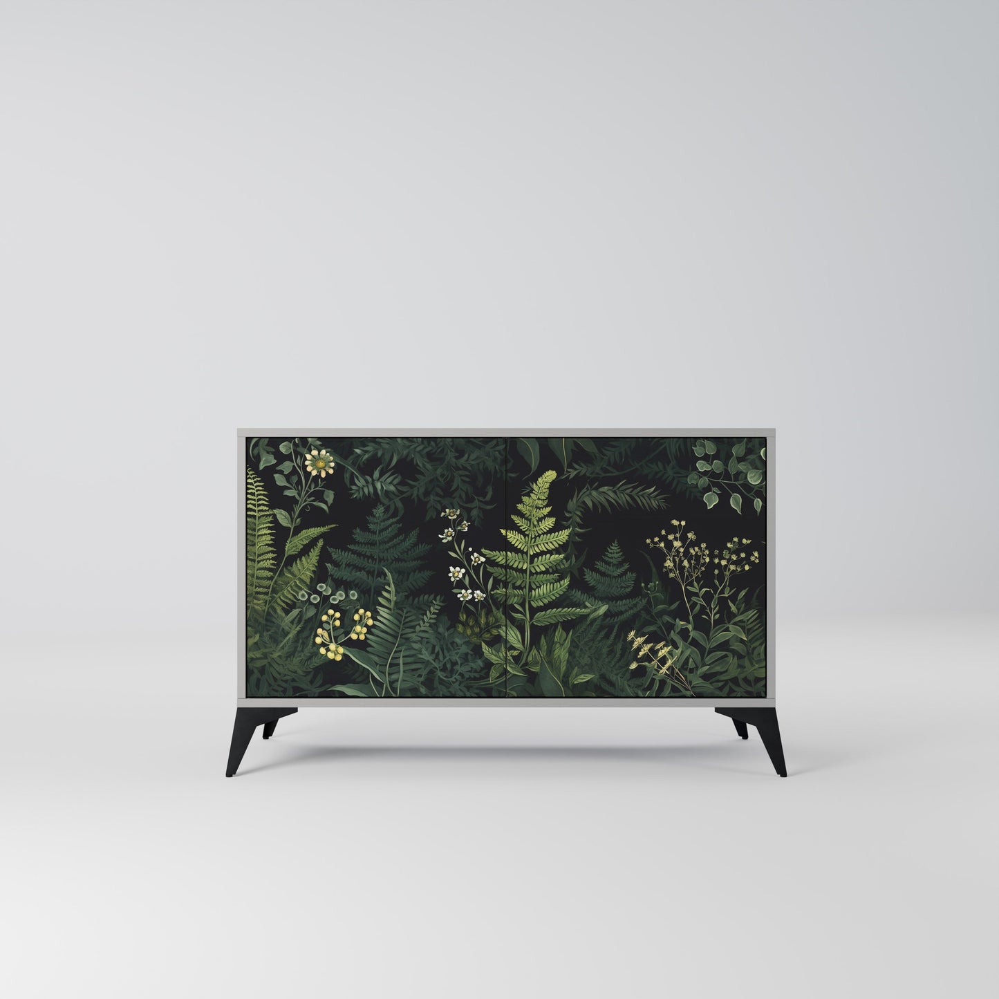 FERN FLOWERS 2-Door Sideboard in Grey Finish