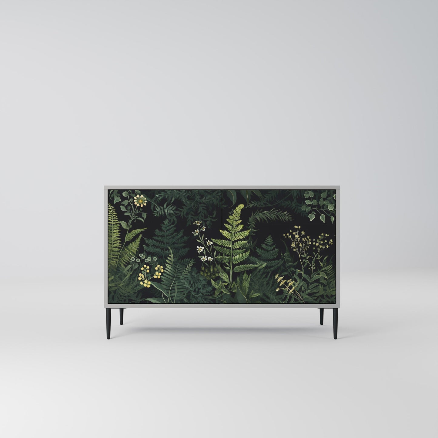 FERN FLOWERS 2-Door Sideboard in Grey Finish