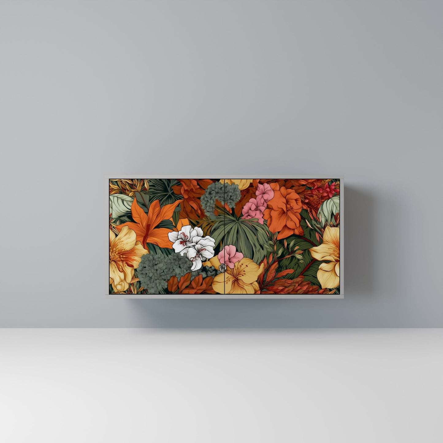 Credenza RADIANT FLORA a 2 ante in finitura grigia