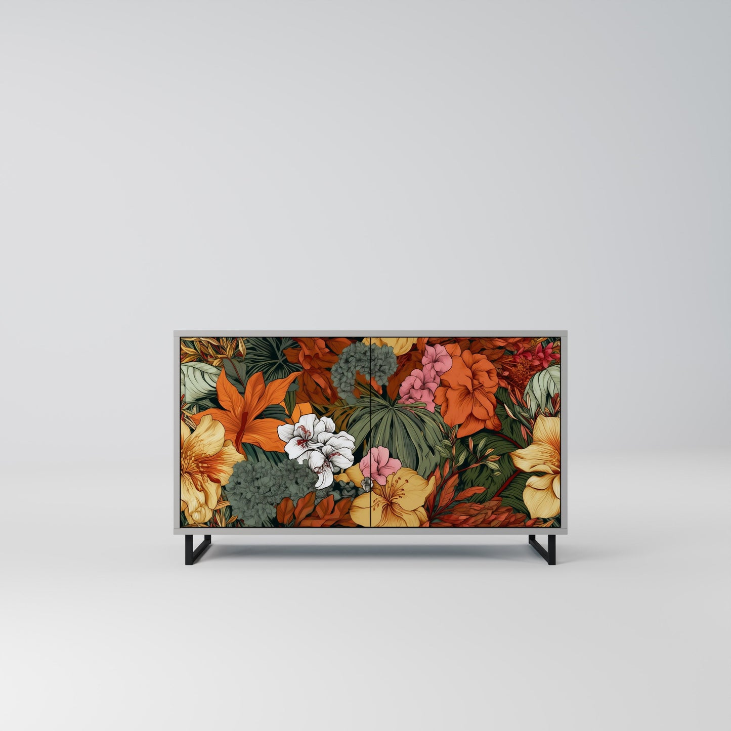 Credenza RADIANT FLORA a 2 ante in finitura grigia