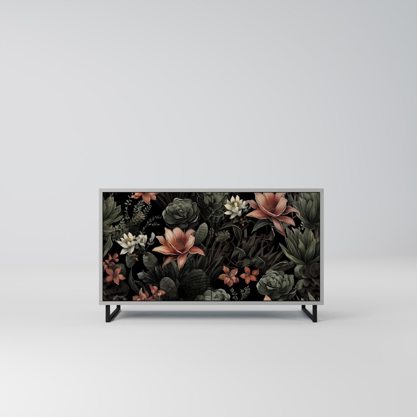 Credenza a 2 ante SECRET VERDURE in finitura grigia