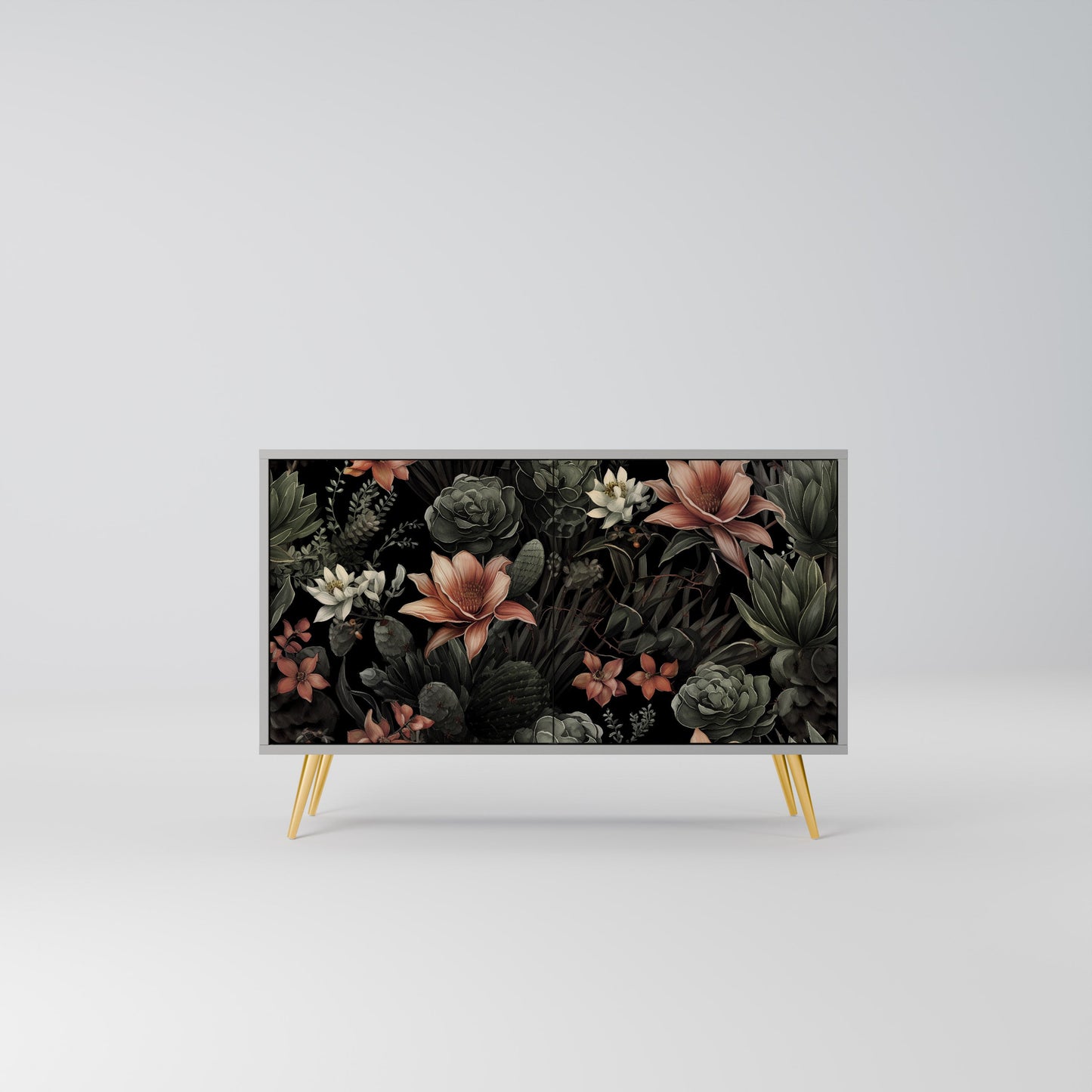 Credenza a 2 ante SECRET VERDURE in finitura grigia