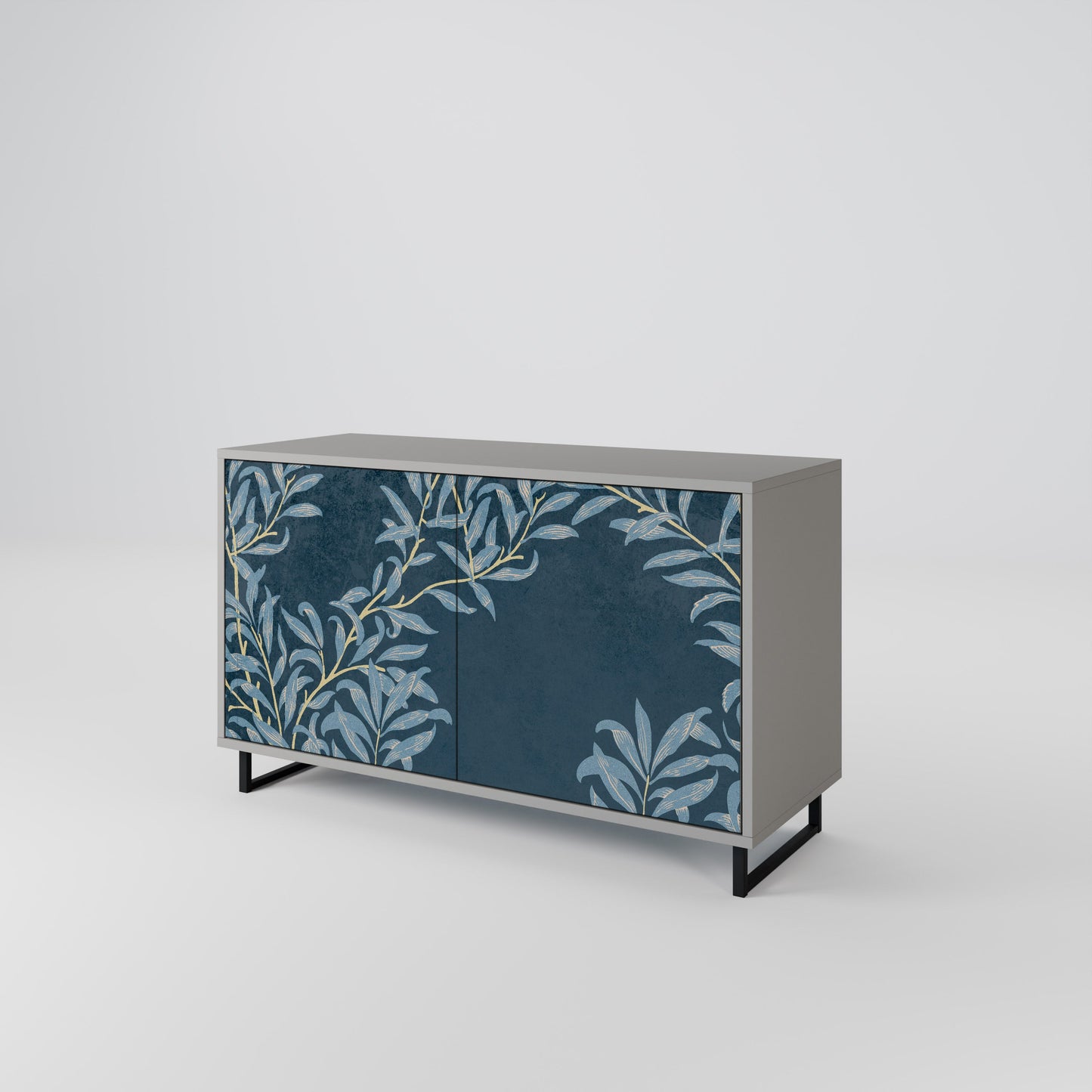 Credenza a 2 ante BLUE LEAVES in finitura grigia