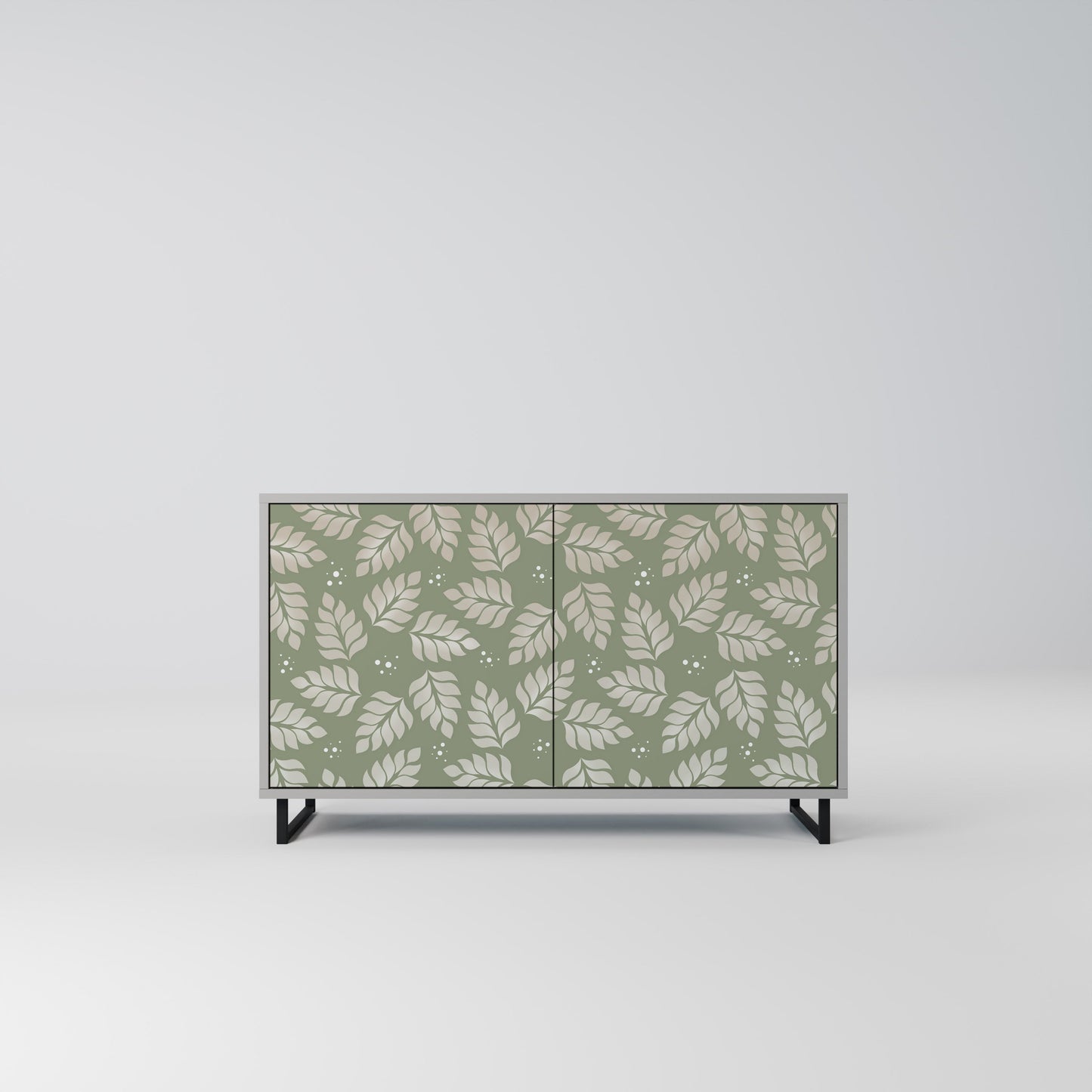 LEAVES ON GREEN 2-Door Sideboard in Grey Finish