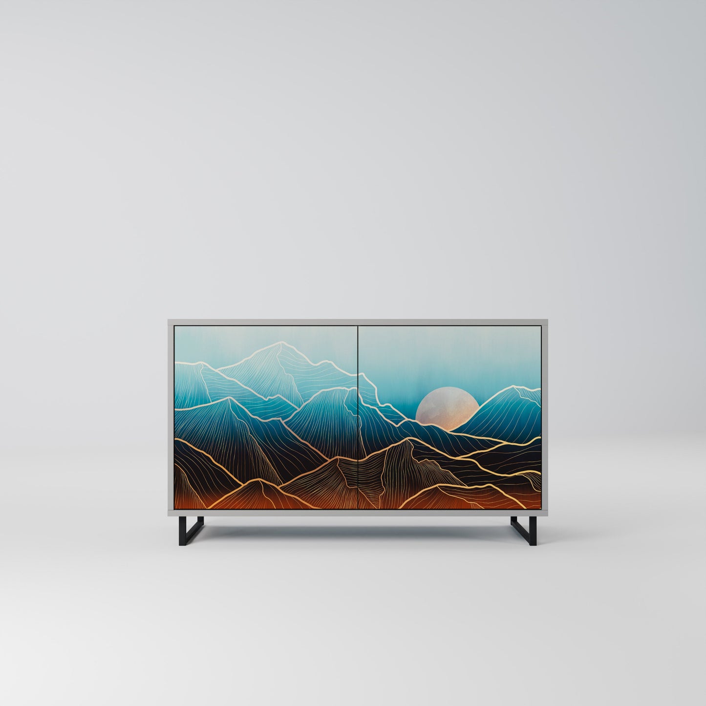 LUNAR SECRETS 2-Door Sideboard in Grey Finish