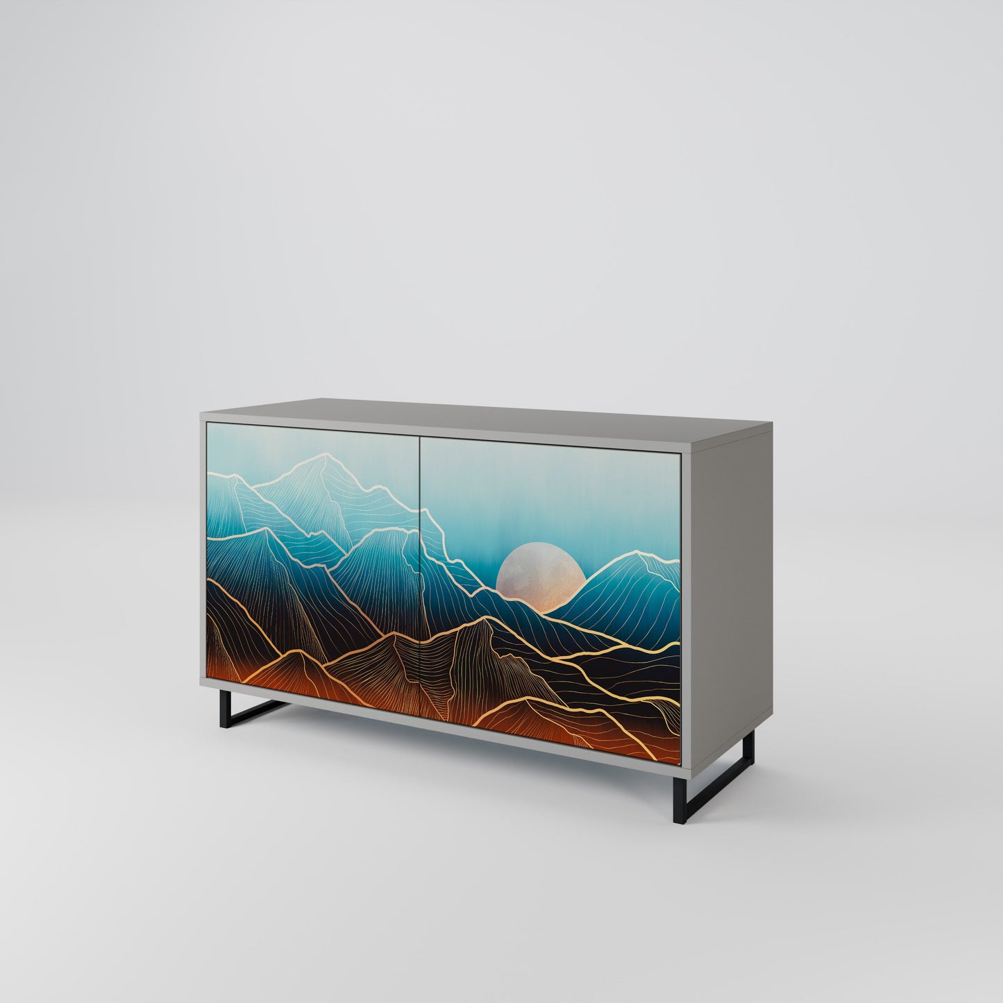 LUNAR SECRETS 2-Door Sideboard in Grey Finish