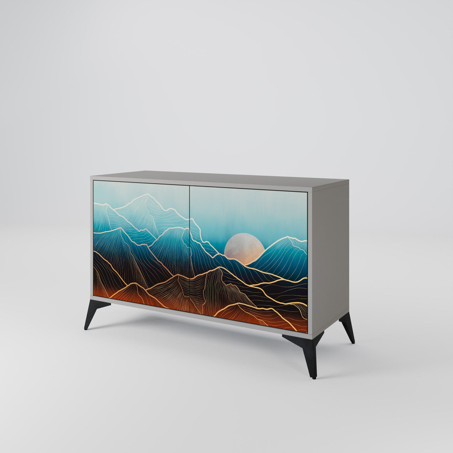 LUNAR SECRETS 2-Door Sideboard in Grey Finish