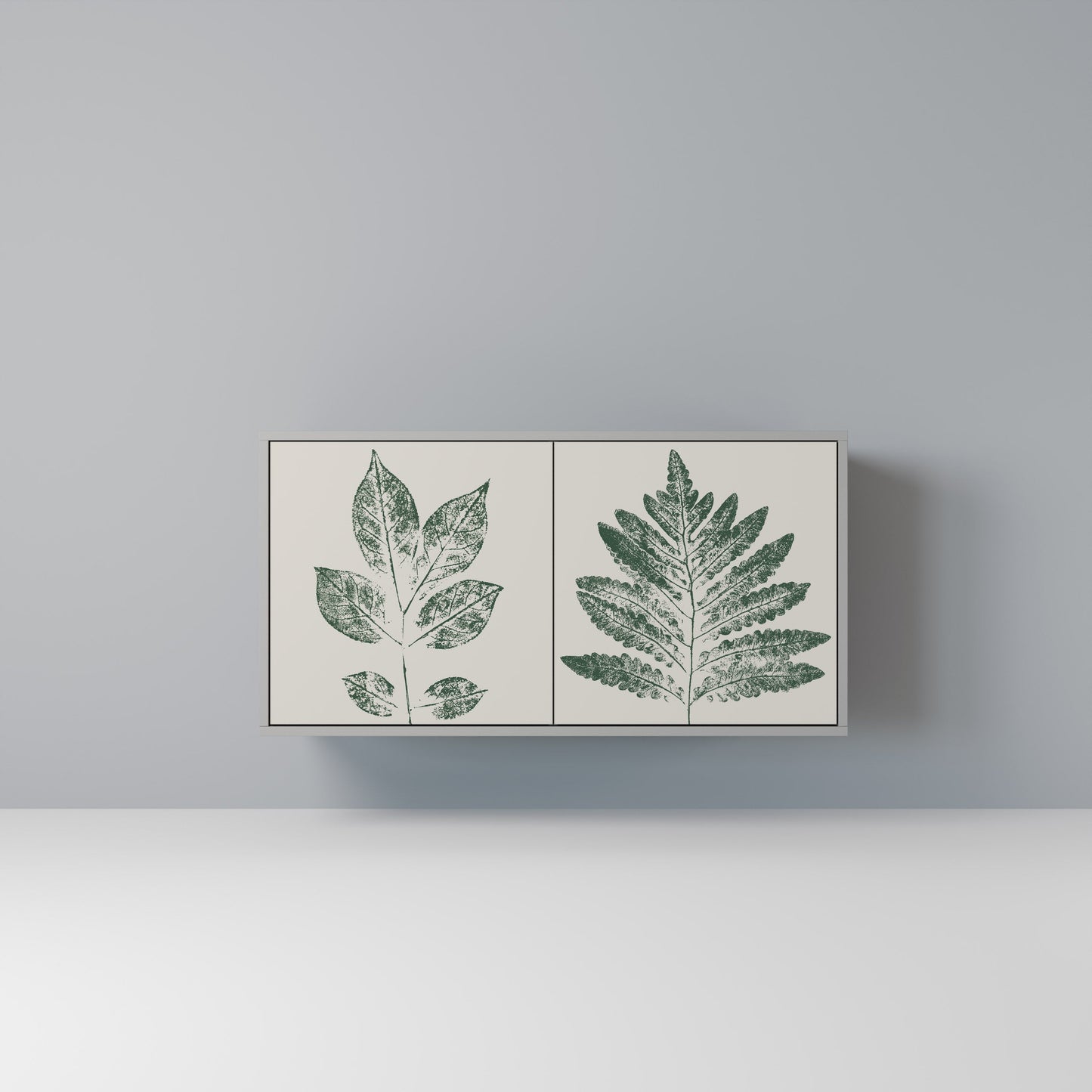 GREEN LEAFY STAMPS 2-Door Sideboard in Grey Finish