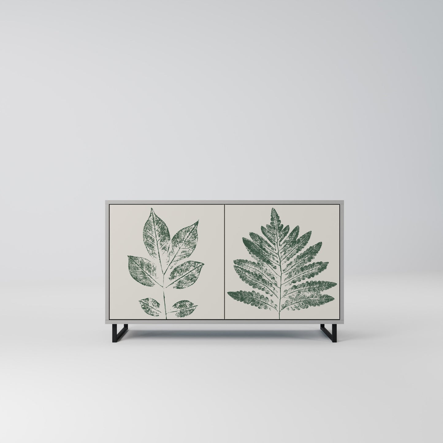 GREEN LEAFY STAMPS 2-Door Sideboard in Grey Finish
