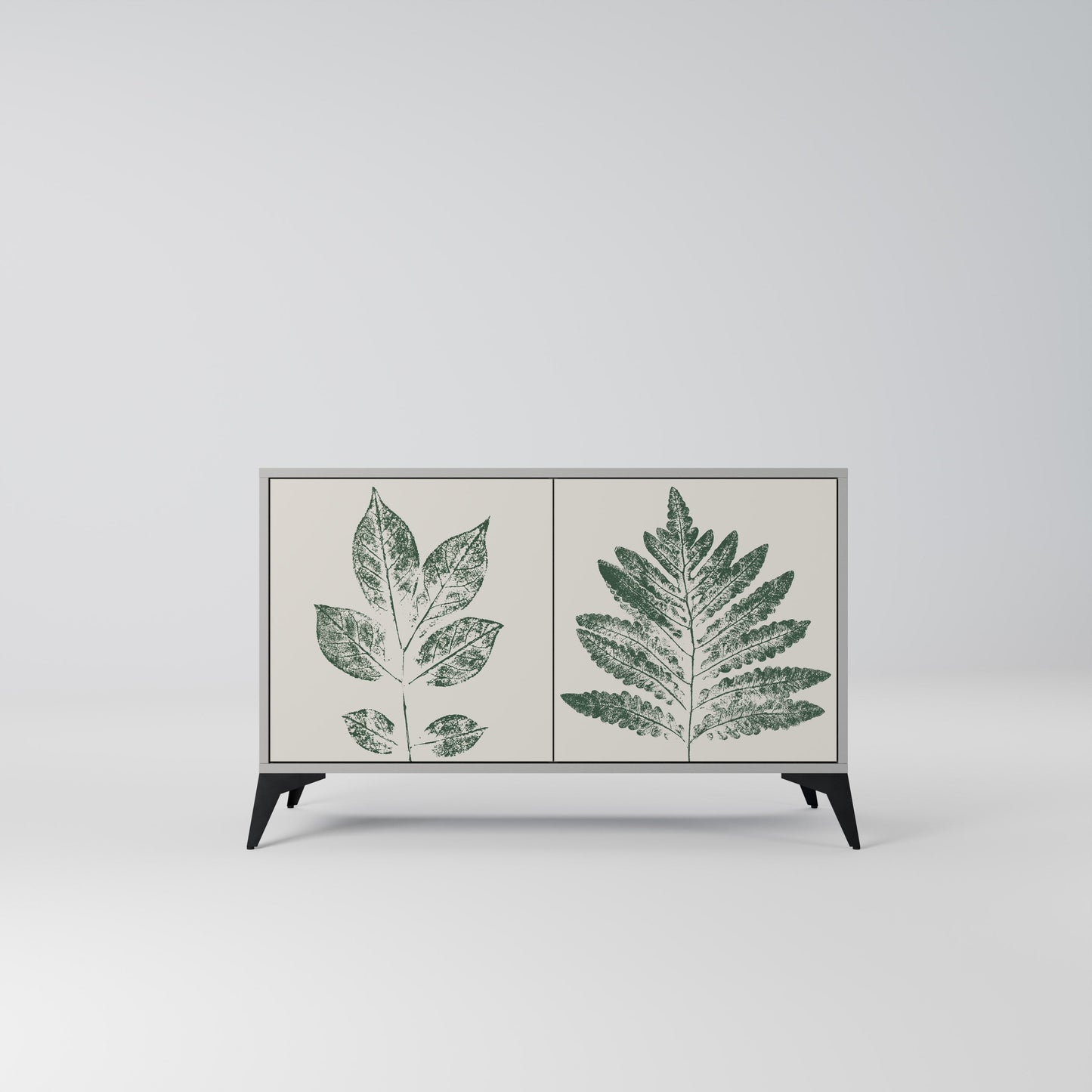 GREEN LEAFY STAMPS 2-Door Sideboard in Grey Finish