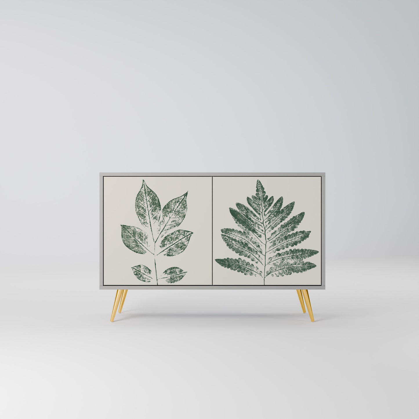 GREEN LEAFY STAMPS 2-Door Sideboard in Grey Finish