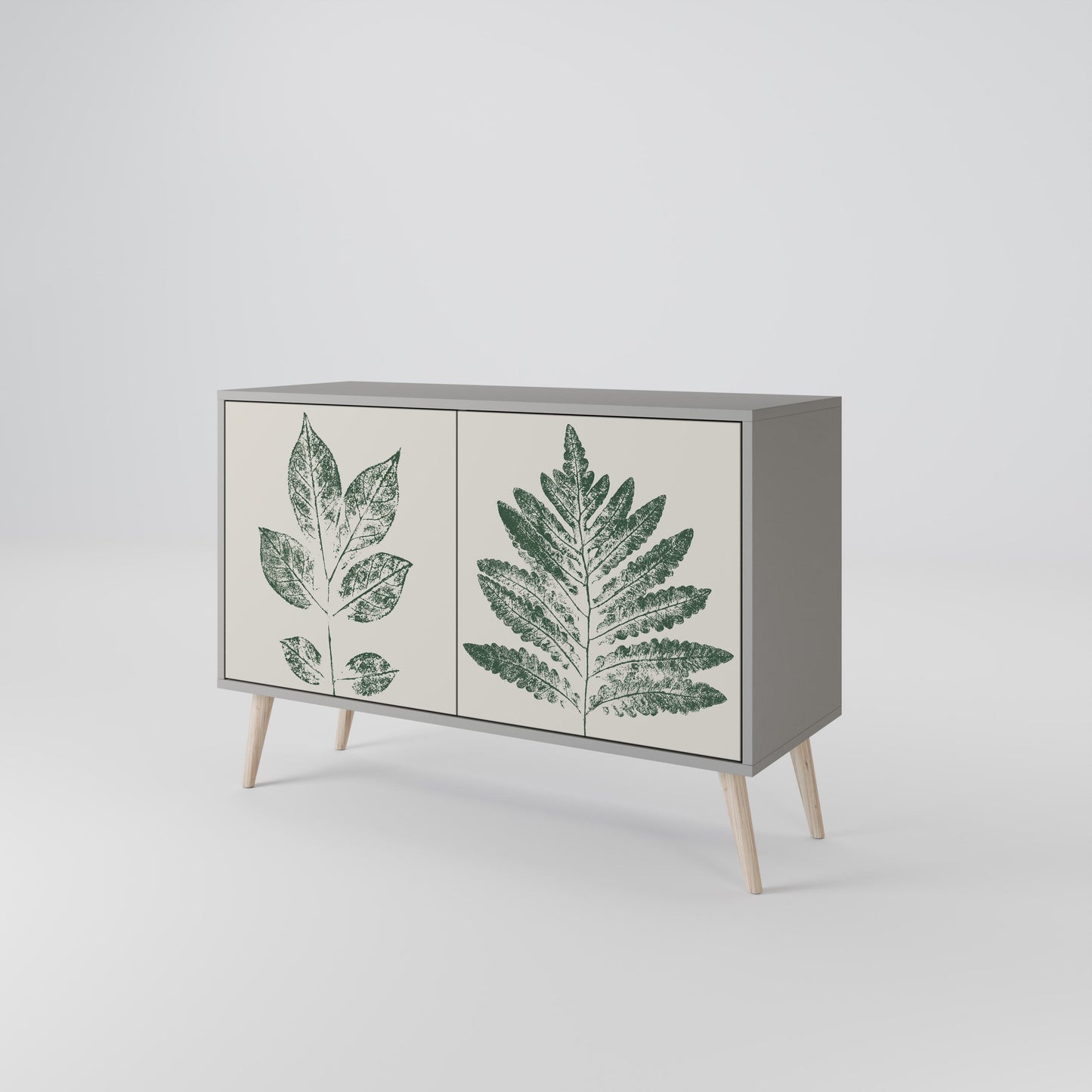 GREEN LEAFY STAMPS 2-Door Sideboard in Grey Finish
