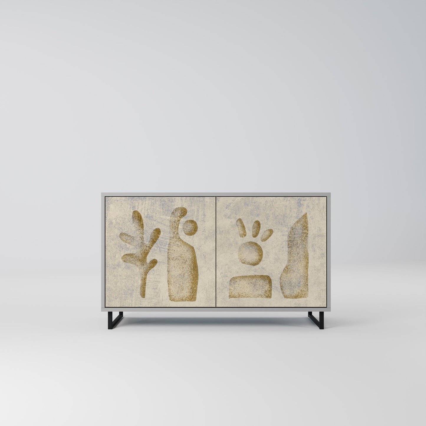 Credenza a 2 ante SAND SCULPTURES in finitura grigia
