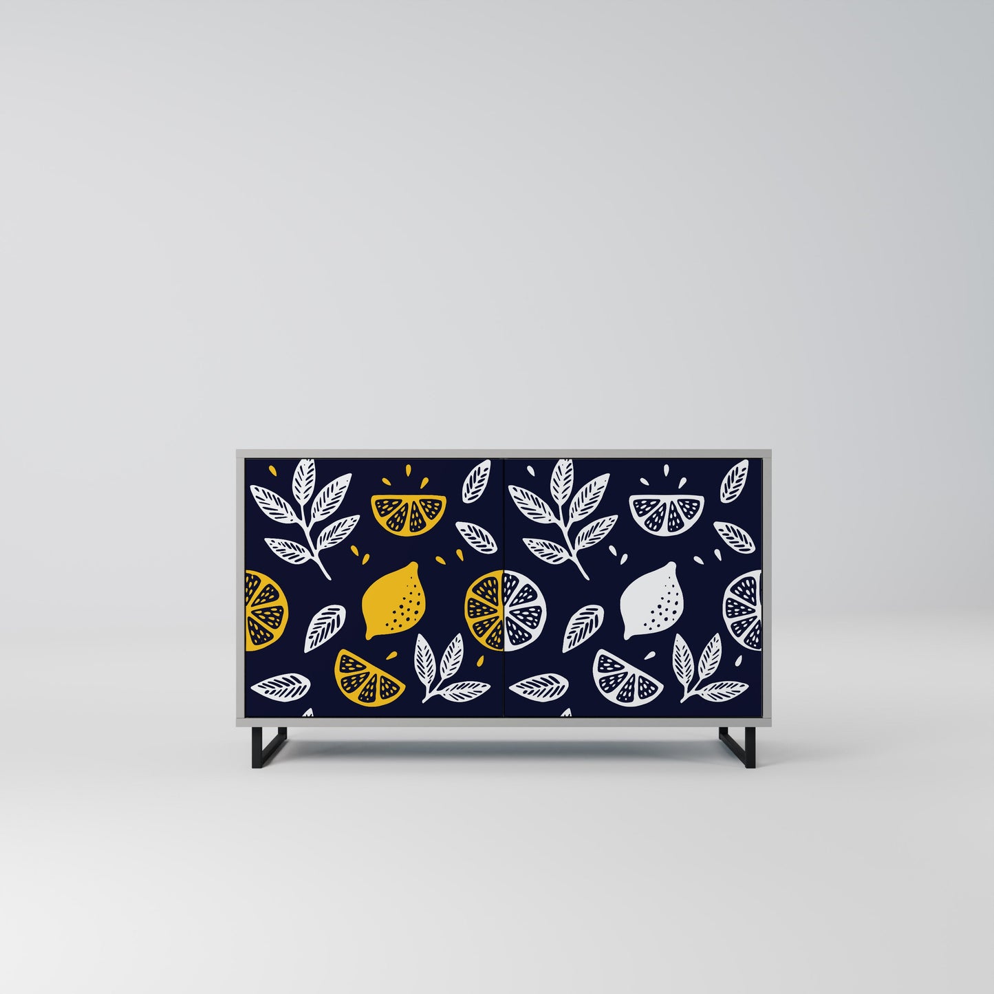 CITRUS BLACK AND WHITE 2-Door Sideboard in Grey Finish