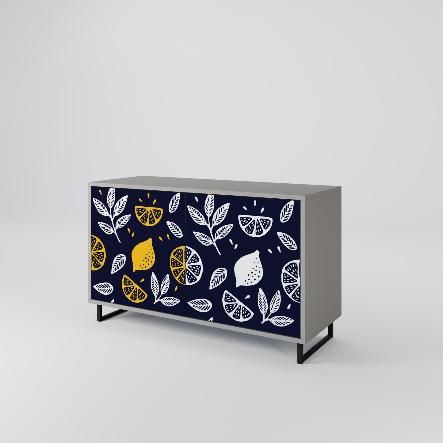 CITRUS BLACK AND WHITE 2-Door Sideboard in Grey Finish