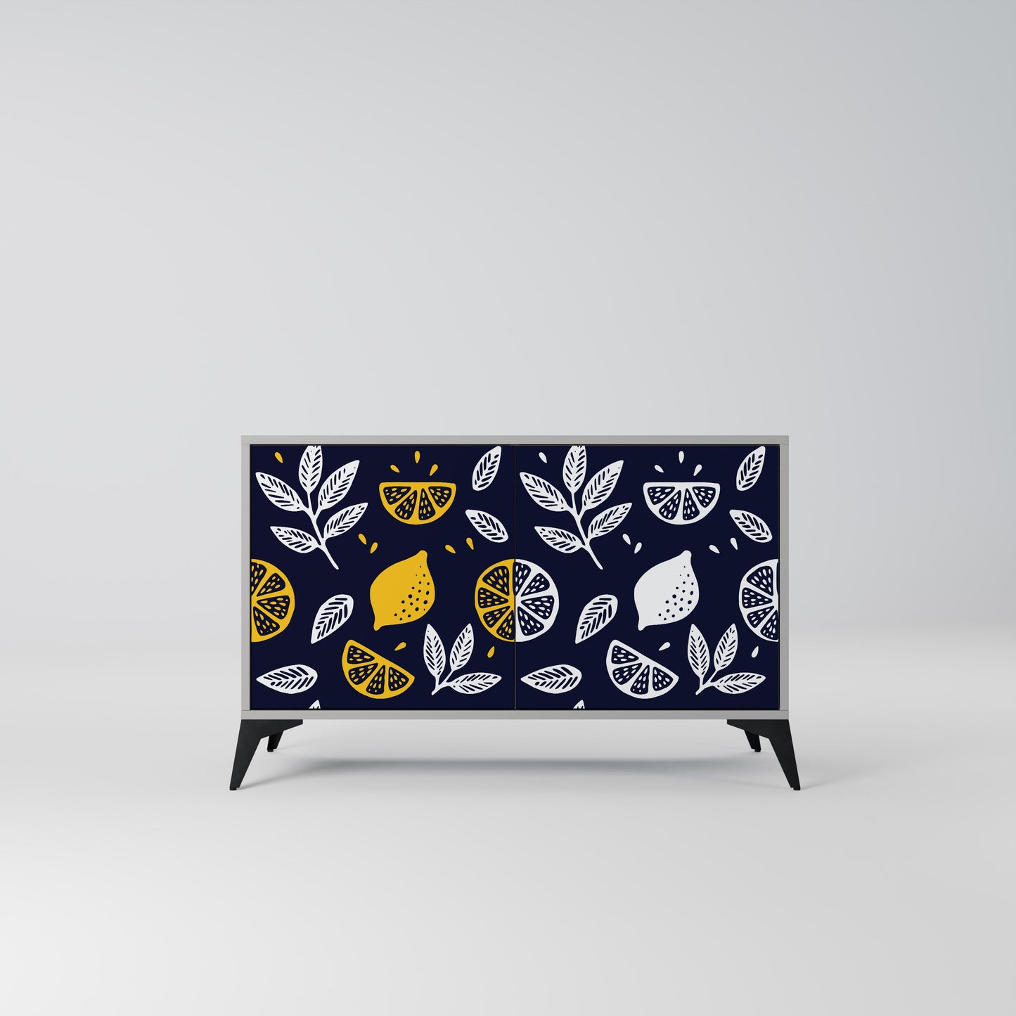 CITRUS BLACK AND WHITE 2-Door Sideboard in Grey Finish