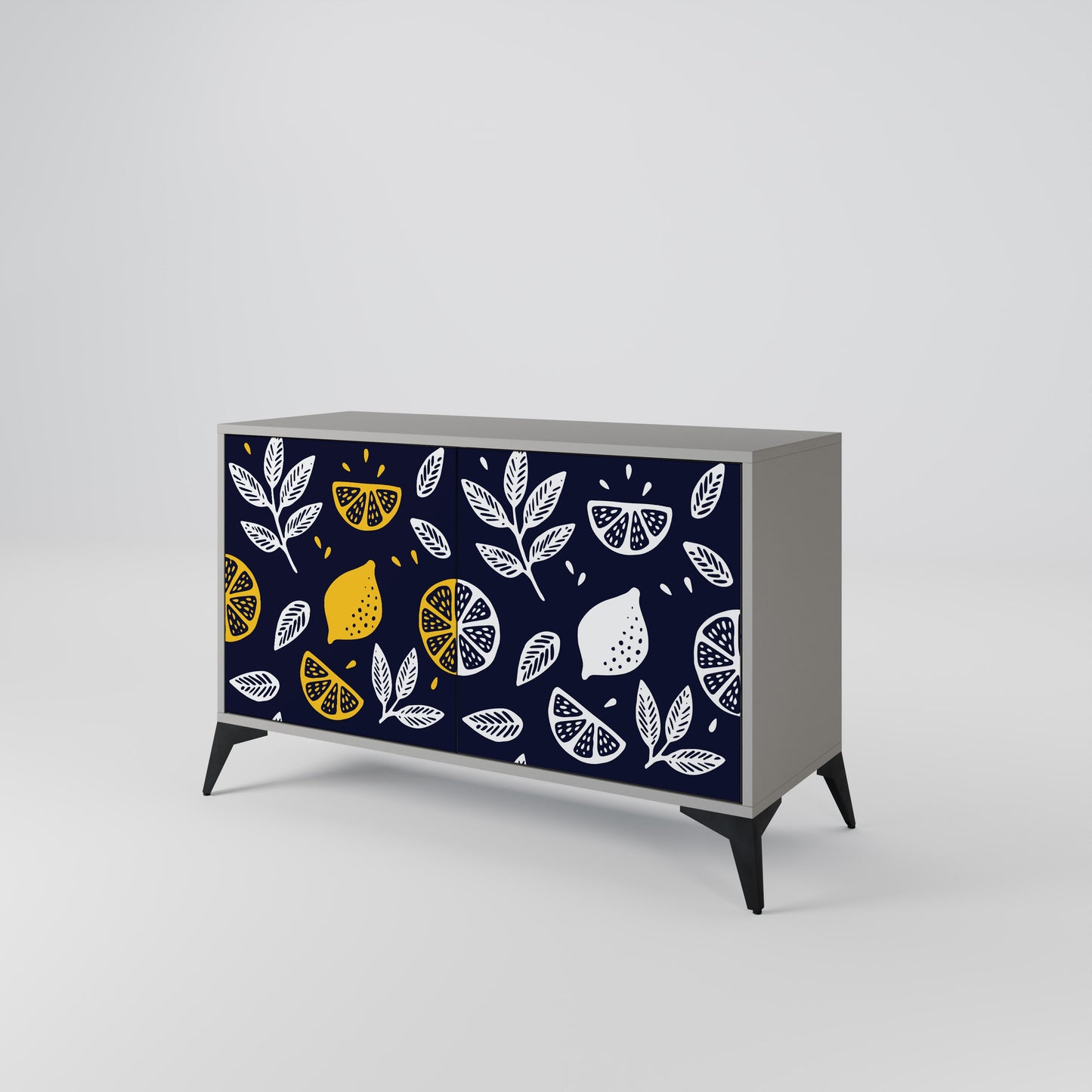 CITRUS BLACK AND WHITE 2-Door Sideboard in Grey Finish