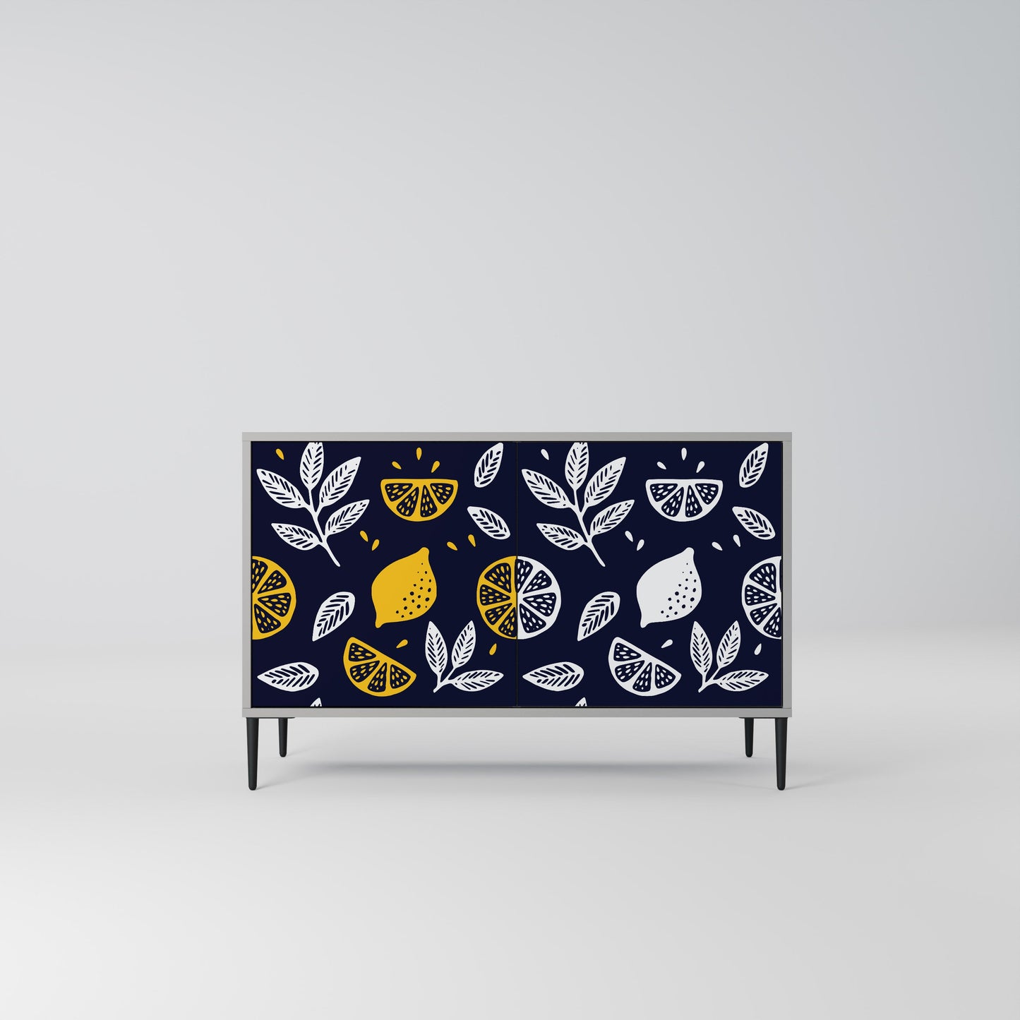 CITRUS BLACK AND WHITE 2-Door Sideboard in Grey Finish