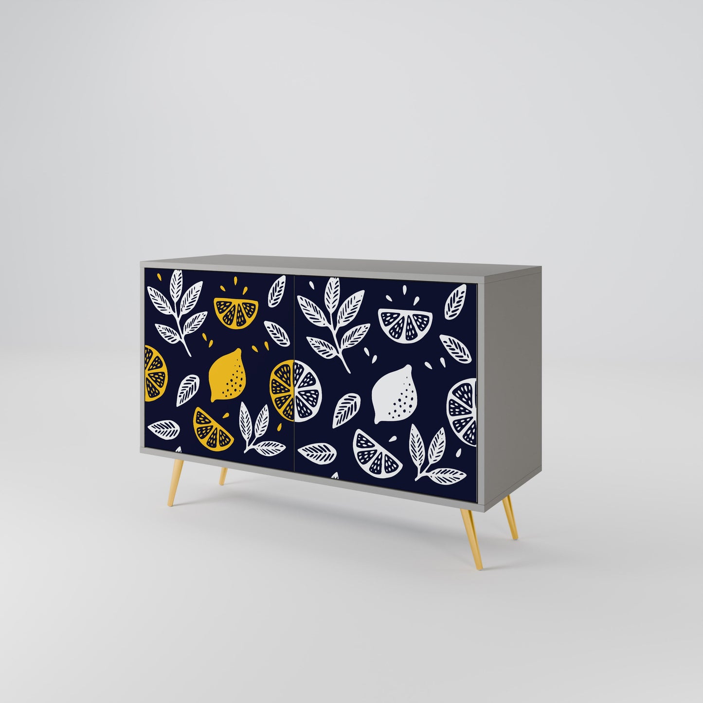 CITRUS BLACK AND WHITE 2-Door Sideboard in Grey Finish