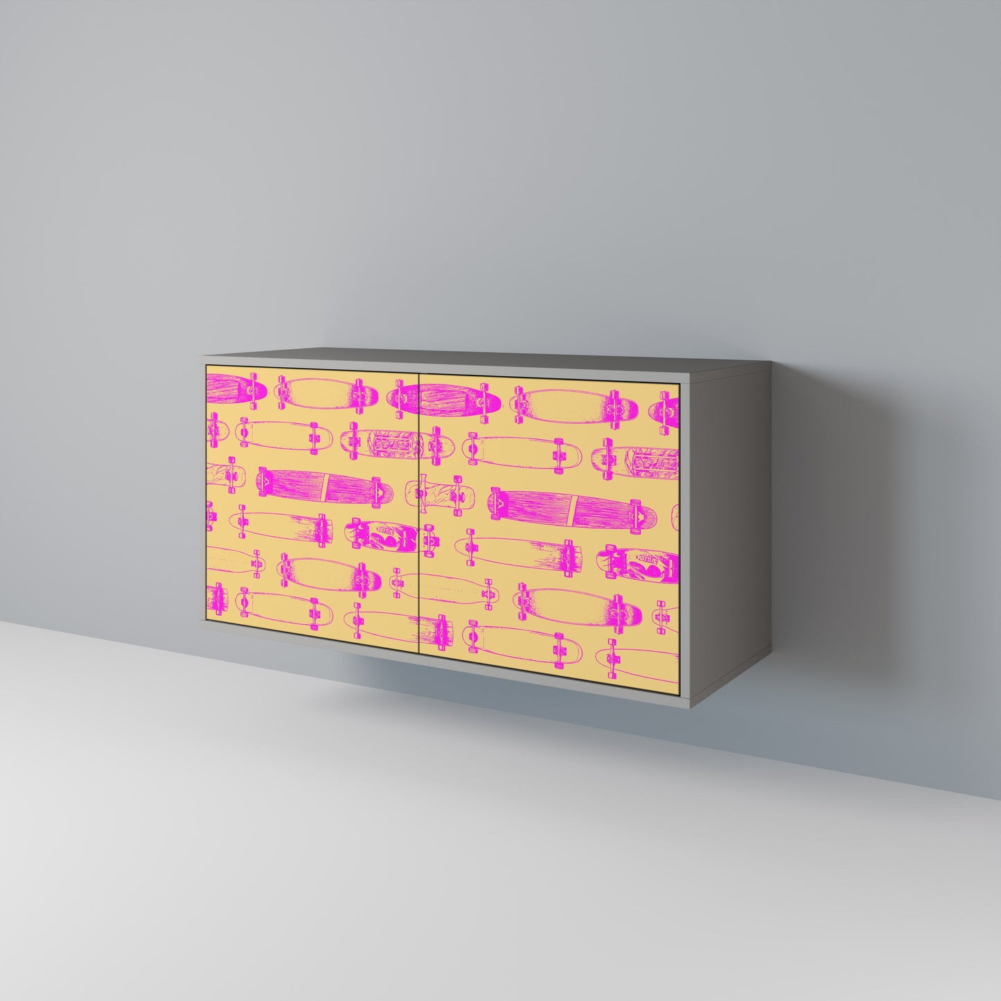 Credenza SKATEBOARD ARTISTRY a 2 ante con finitura grigia