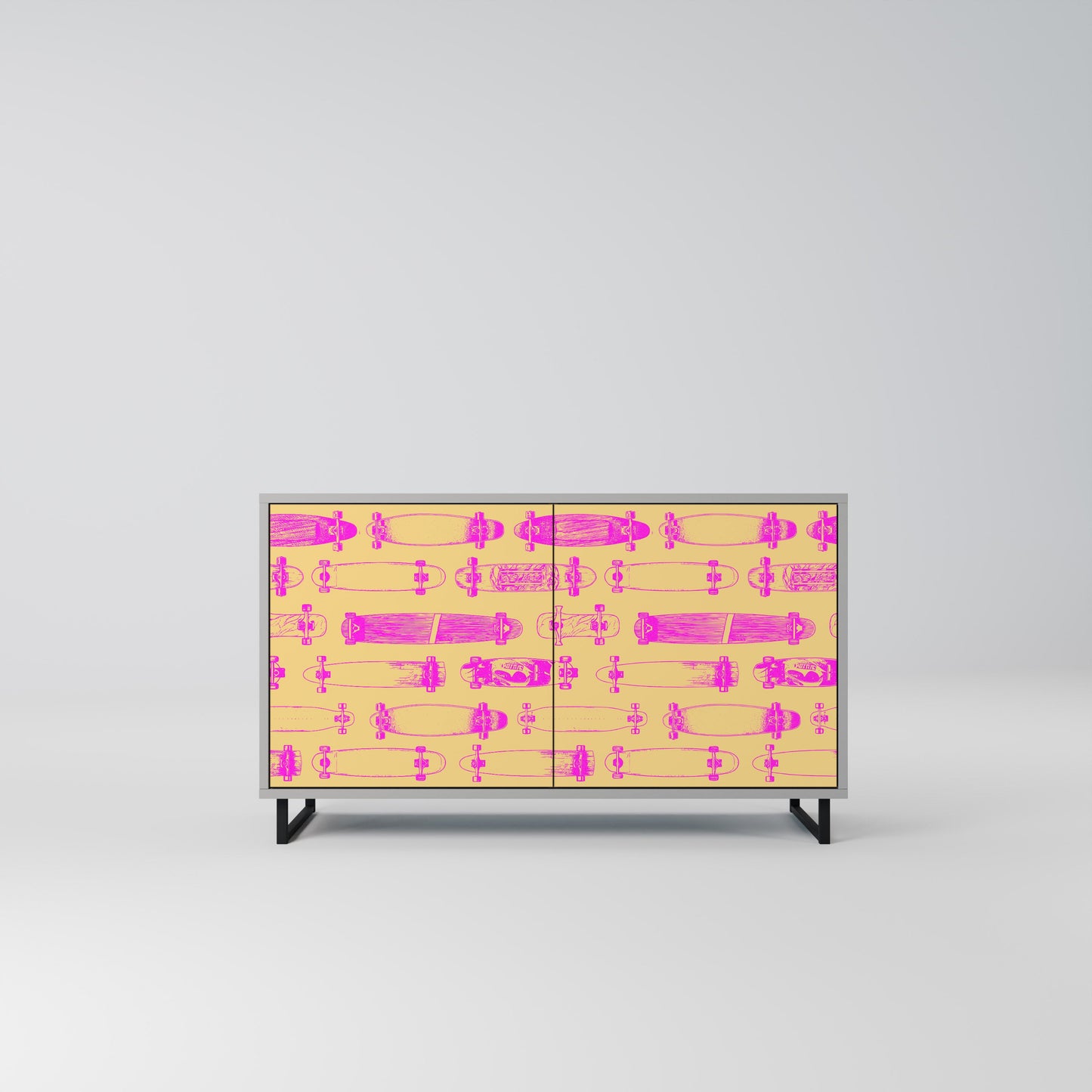 Credenza SKATEBOARD ARTISTRY a 2 ante con finitura grigia