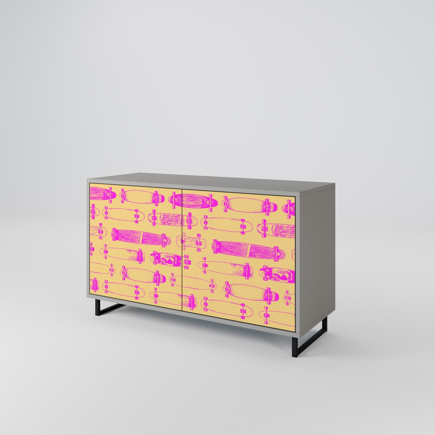 Credenza SKATEBOARD ARTISTRY a 2 ante con finitura grigia