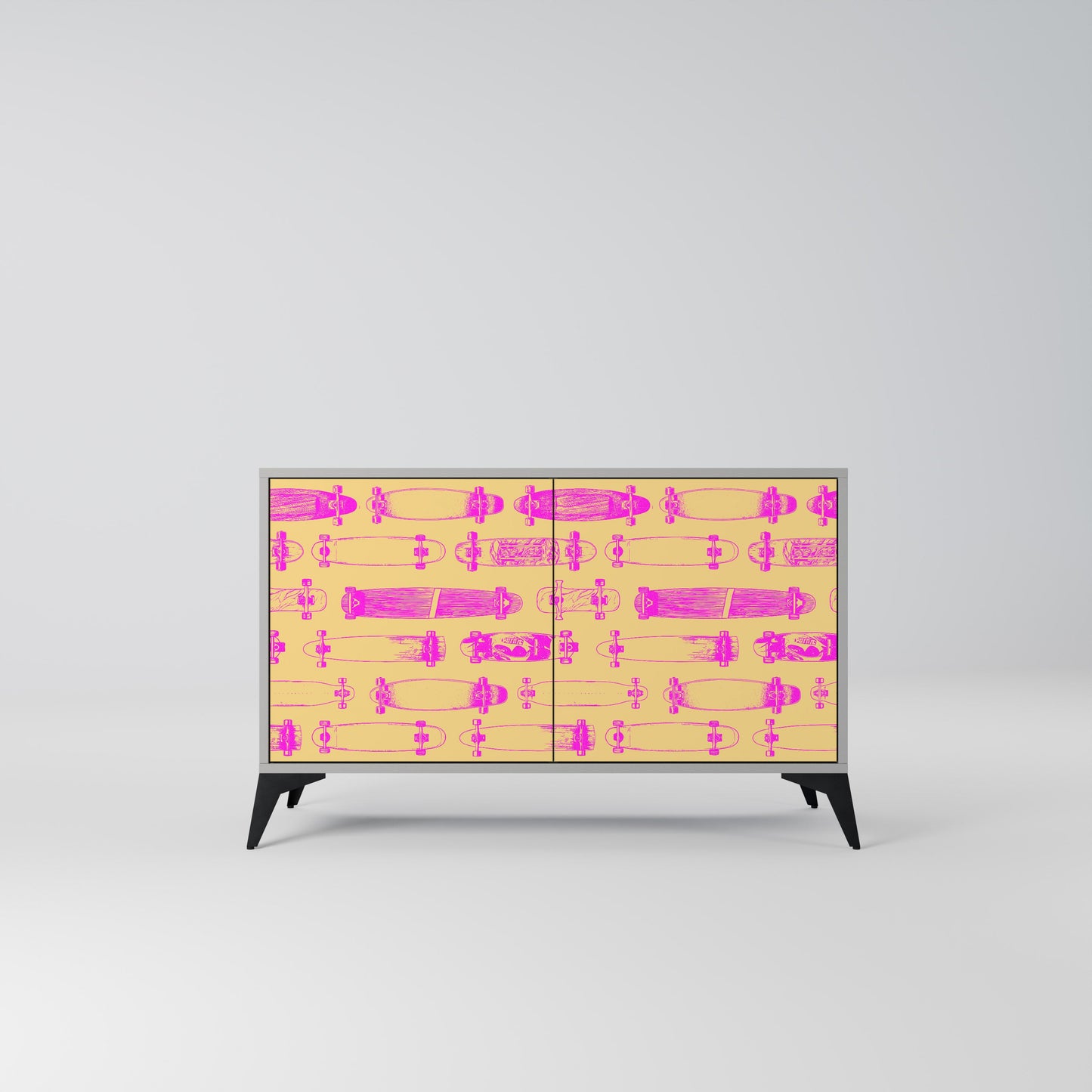 Credenza SKATEBOARD ARTISTRY a 2 ante con finitura grigia