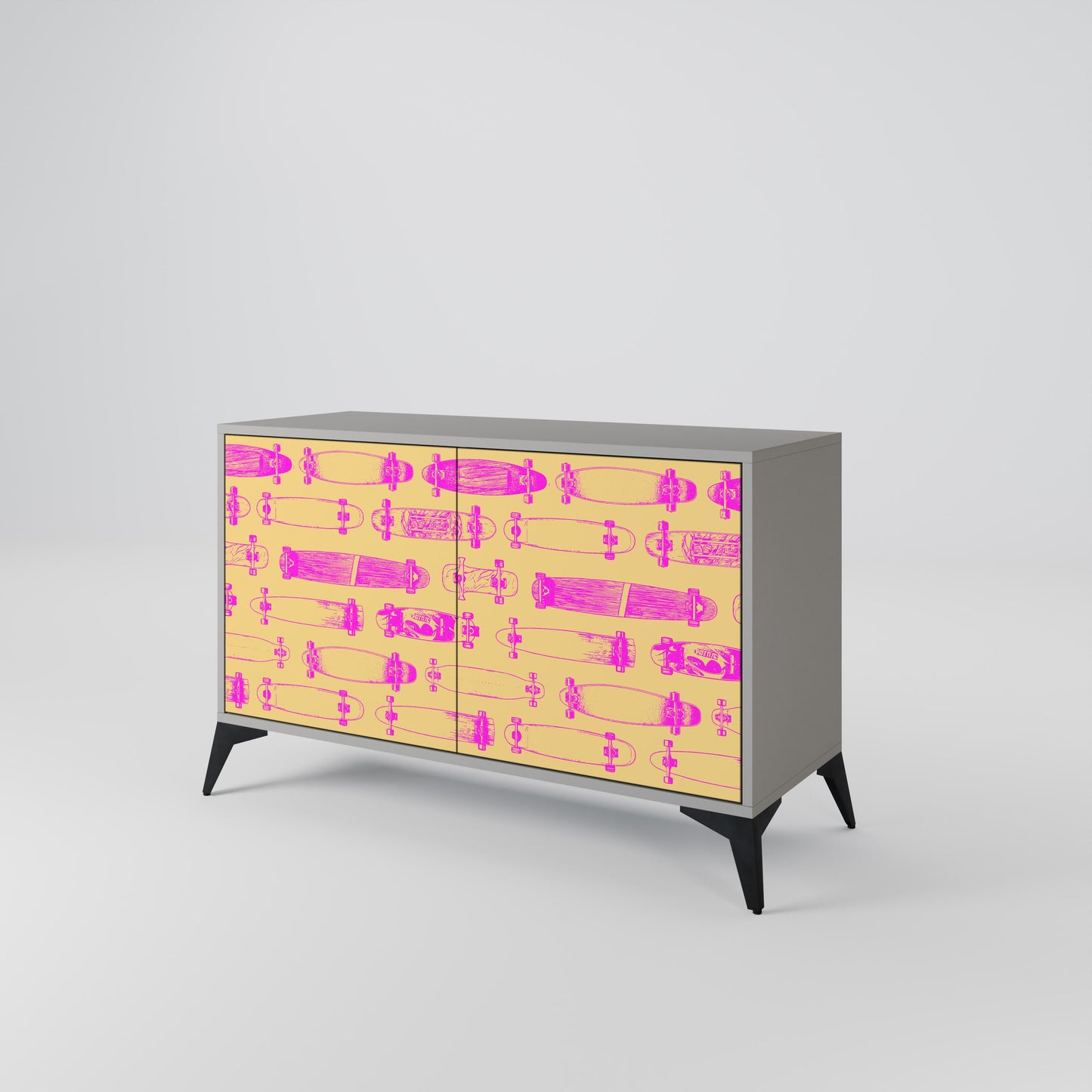 Credenza SKATEBOARD ARTISTRY a 2 ante con finitura grigia