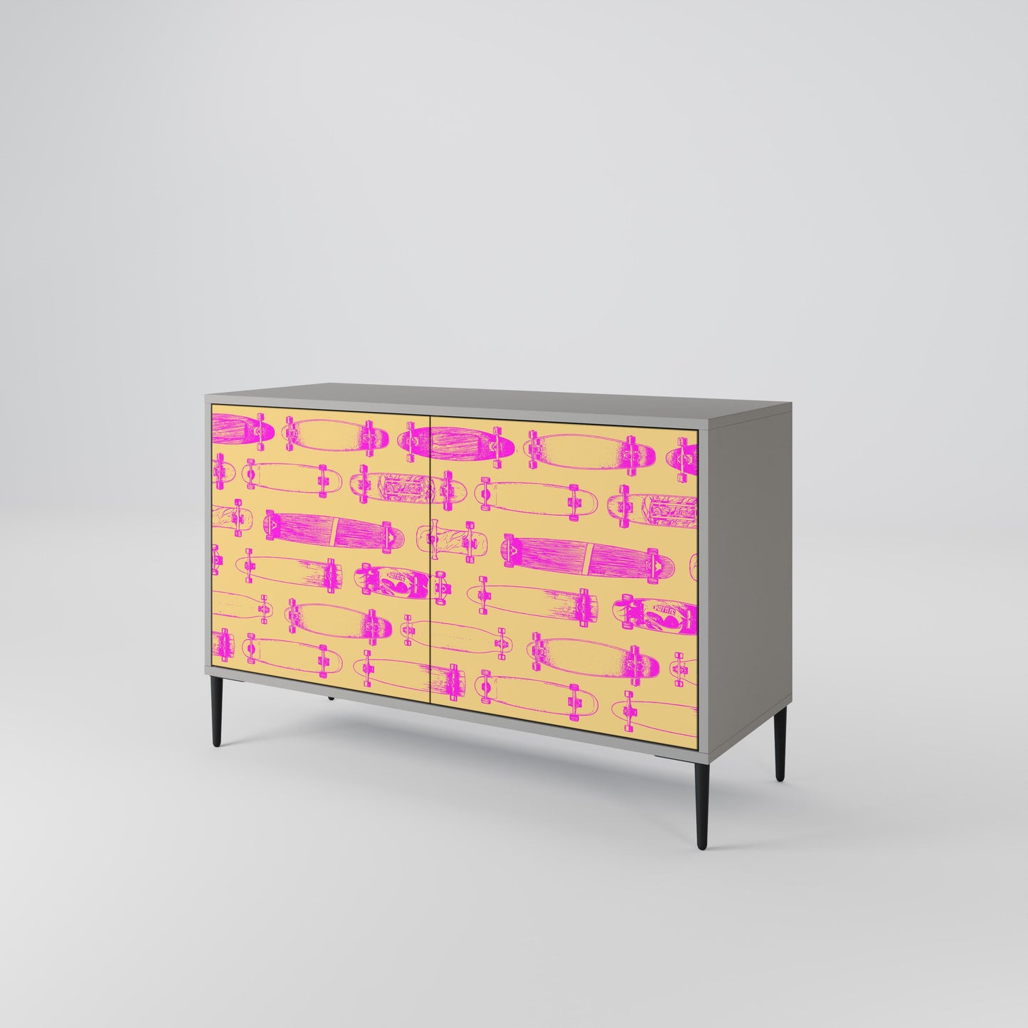 Credenza SKATEBOARD ARTISTRY a 2 ante con finitura grigia