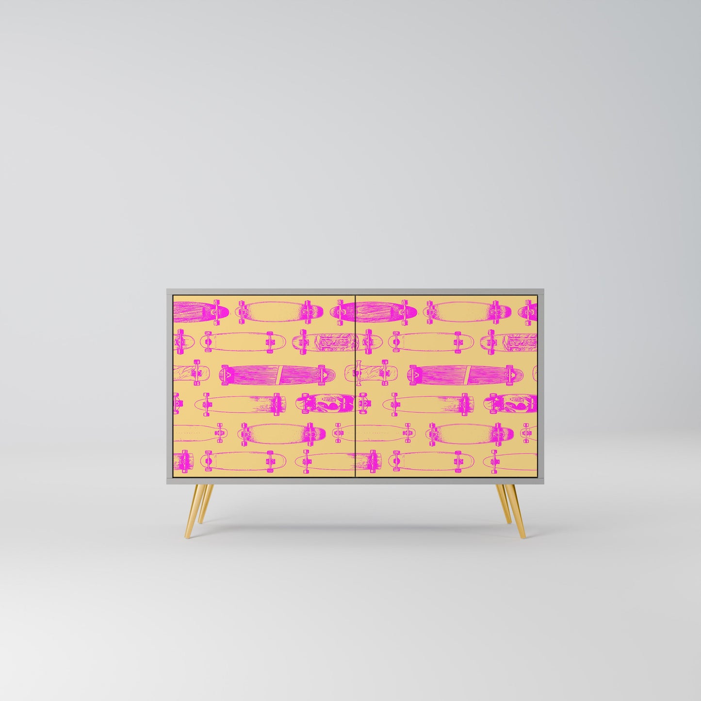 Credenza SKATEBOARD ARTISTRY a 2 ante con finitura grigia