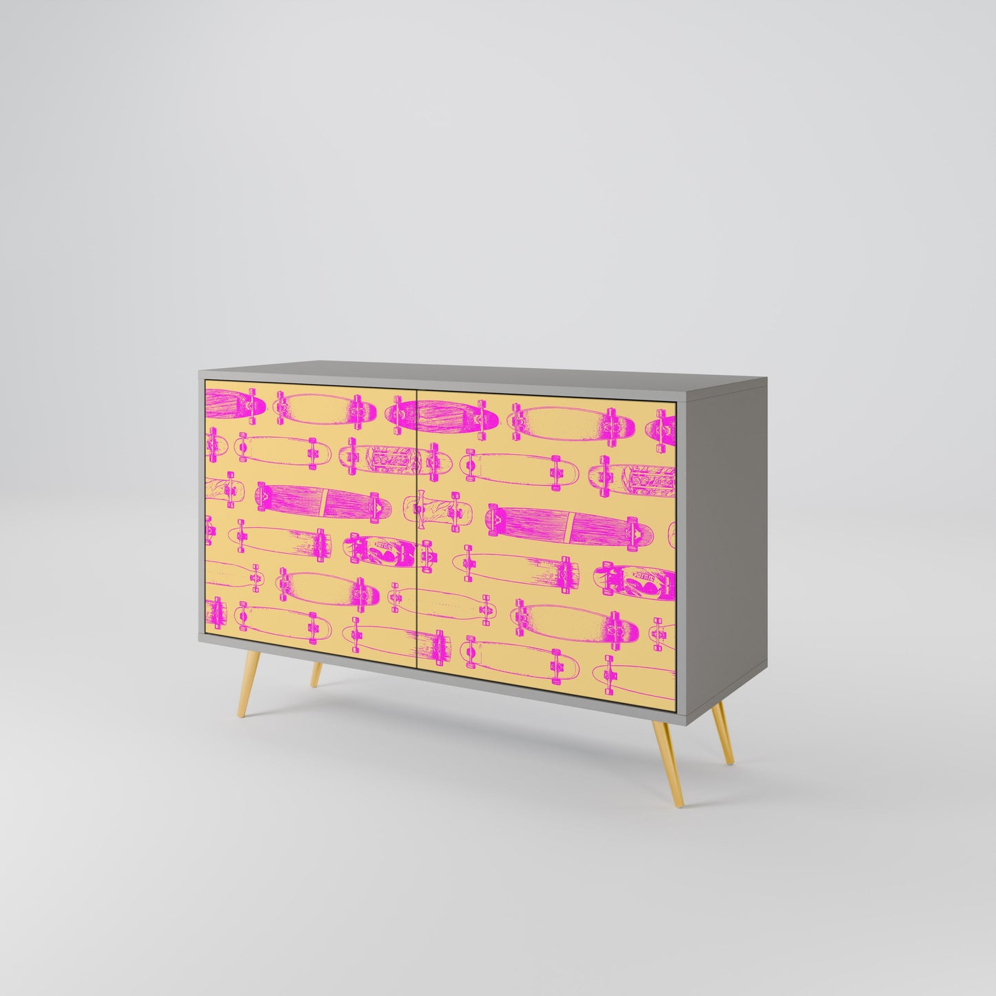 Credenza SKATEBOARD ARTISTRY a 2 ante con finitura grigia