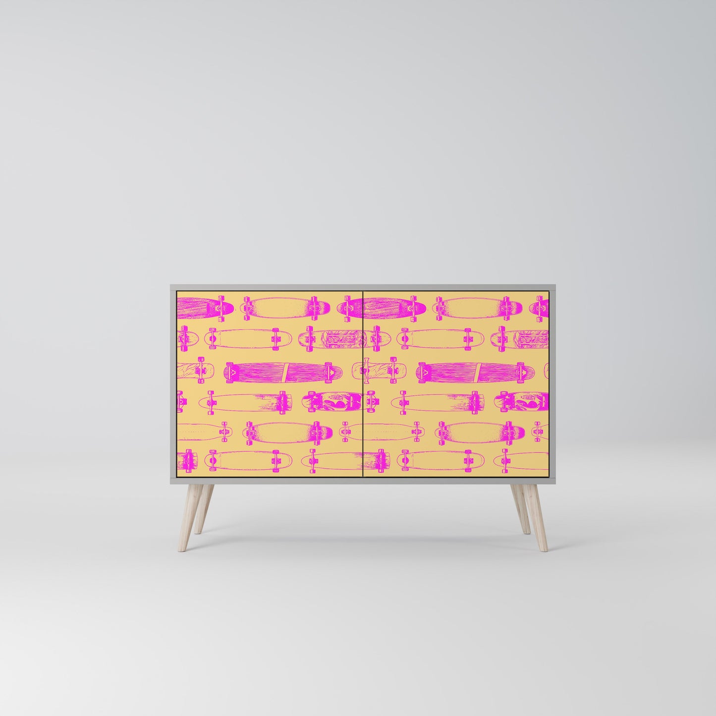 Credenza SKATEBOARD ARTISTRY a 2 ante con finitura grigia