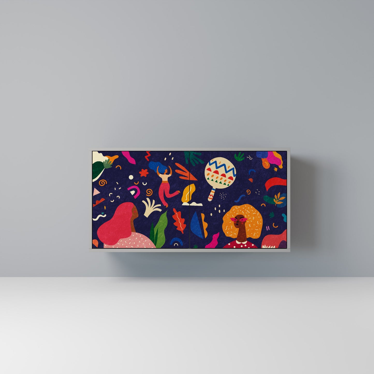 FESTIVE PLEASURES 2-Door Sideboard in Grey Finish