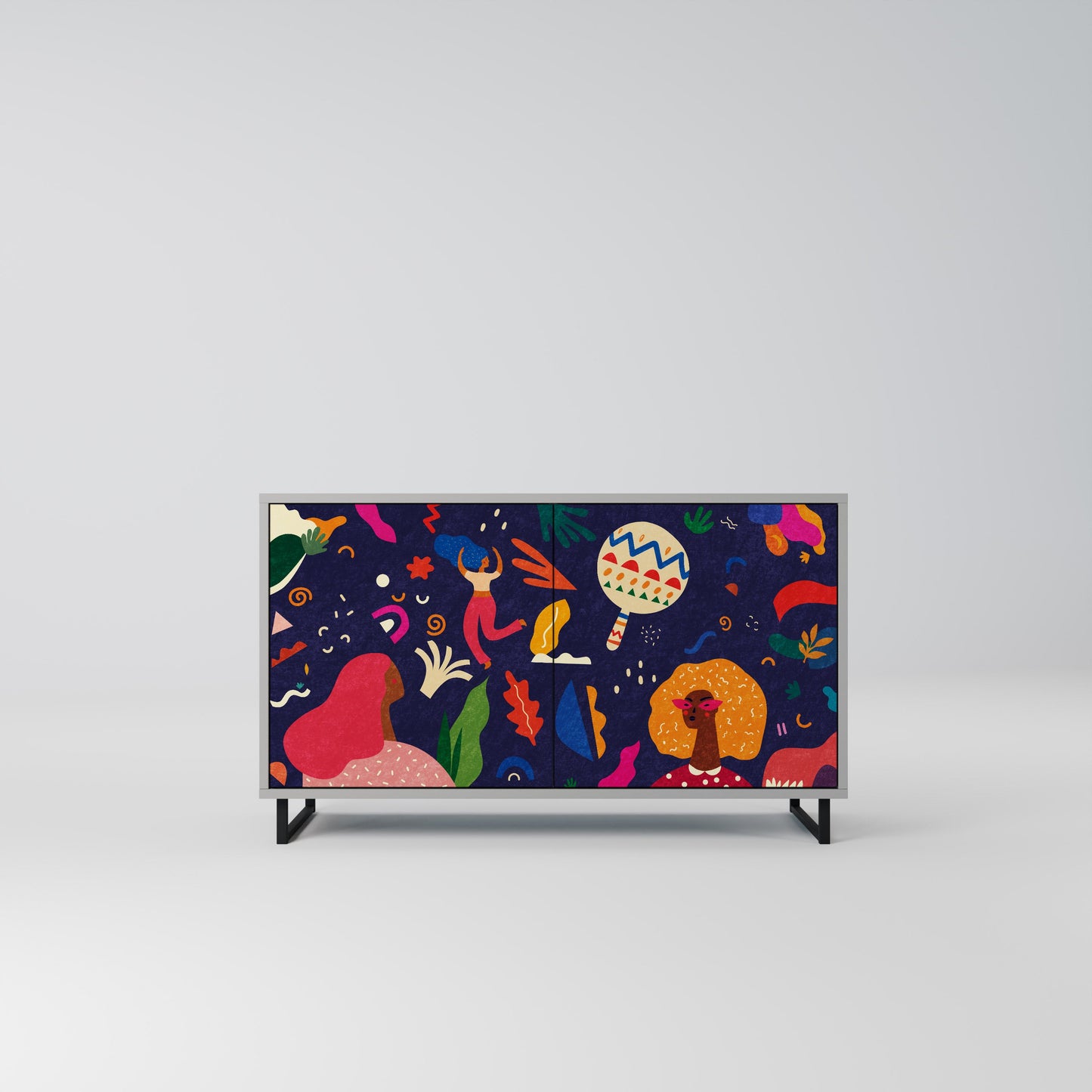 FESTIVE PLEASURES 2-Door Sideboard in Grey Finish