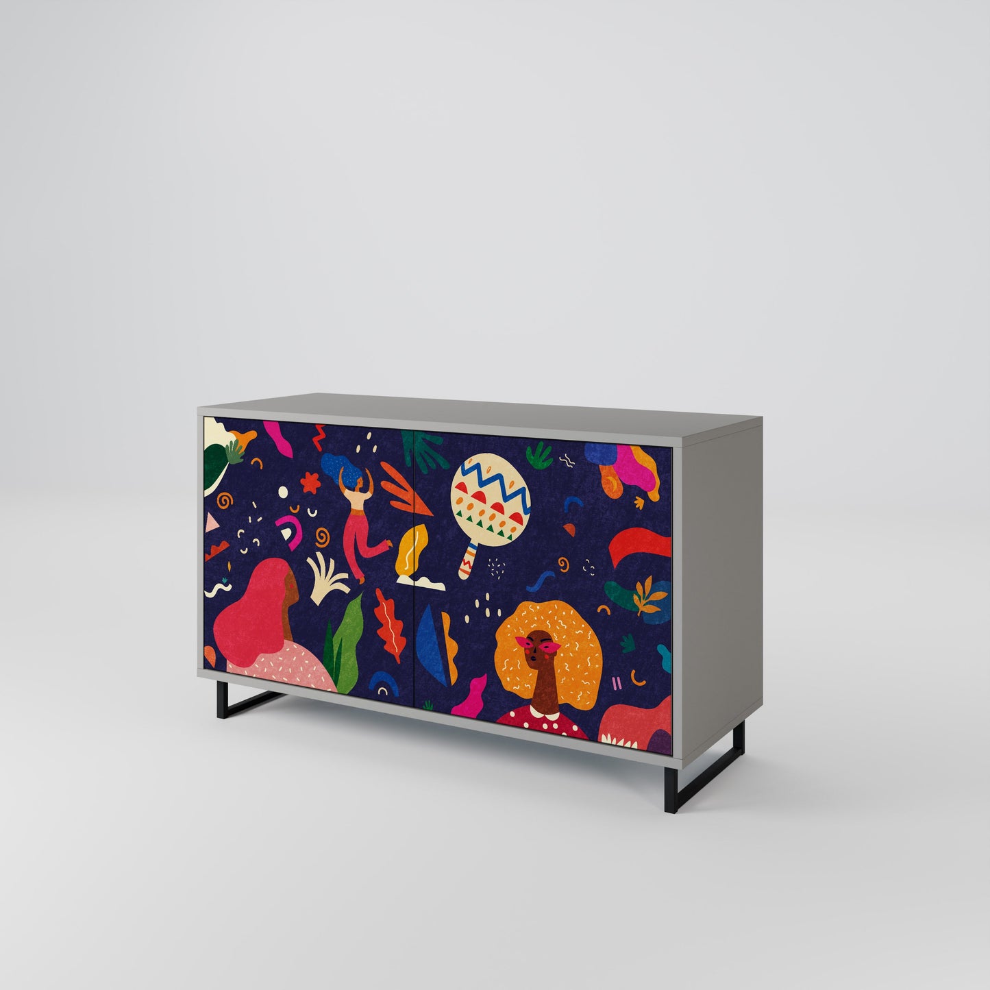 FESTIVE PLEASURES 2-Door Sideboard in Grey Finish