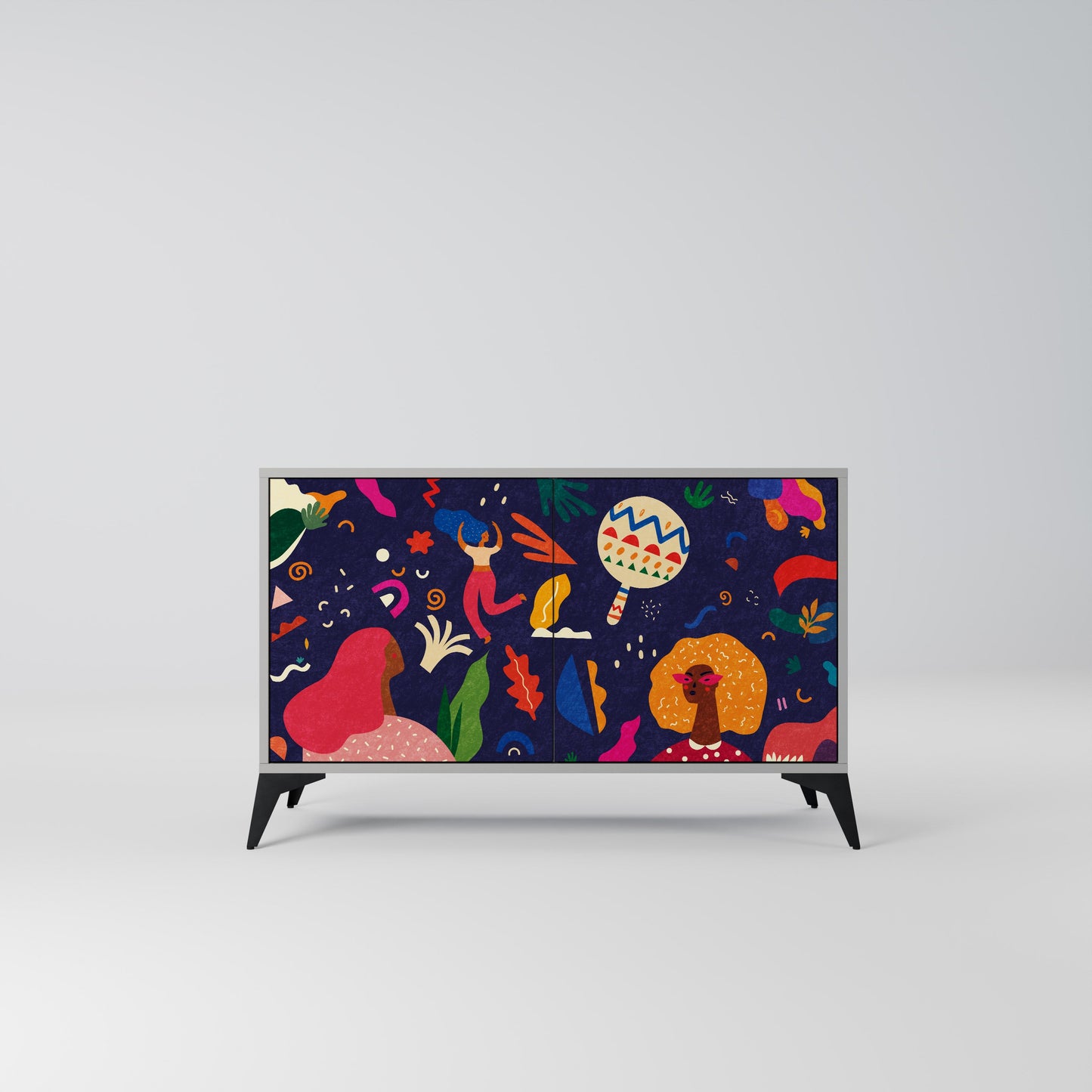 FESTIVE PLEASURES 2-Door Sideboard in Grey Finish