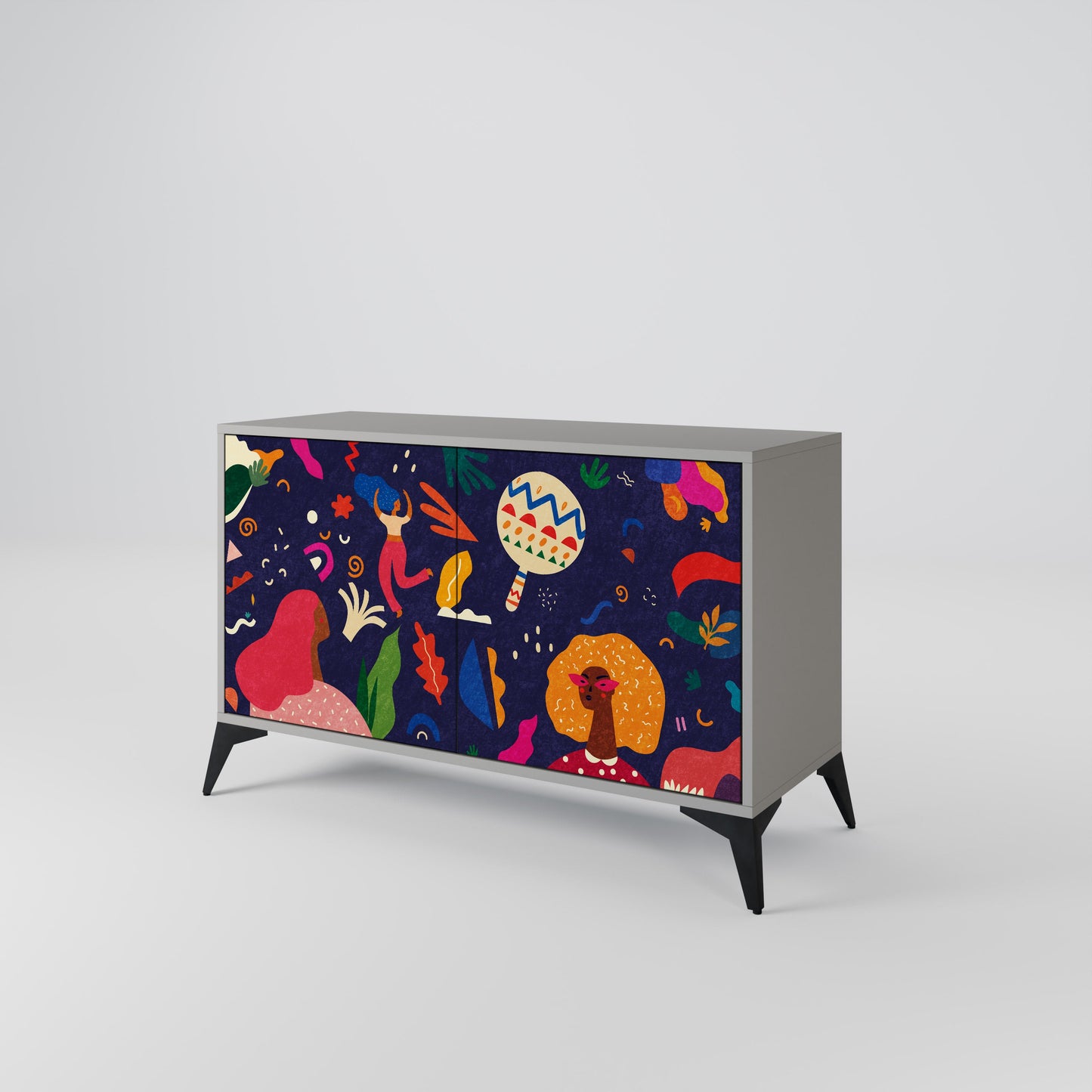 FESTIVE PLEASURES 2-Door Sideboard in Grey Finish