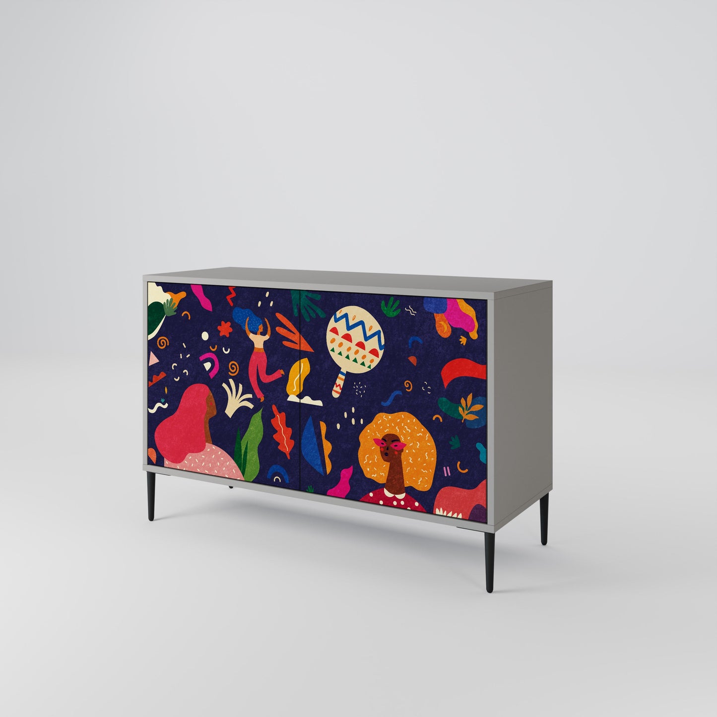 FESTIVE PLEASURES 2-Door Sideboard in Grey Finish
