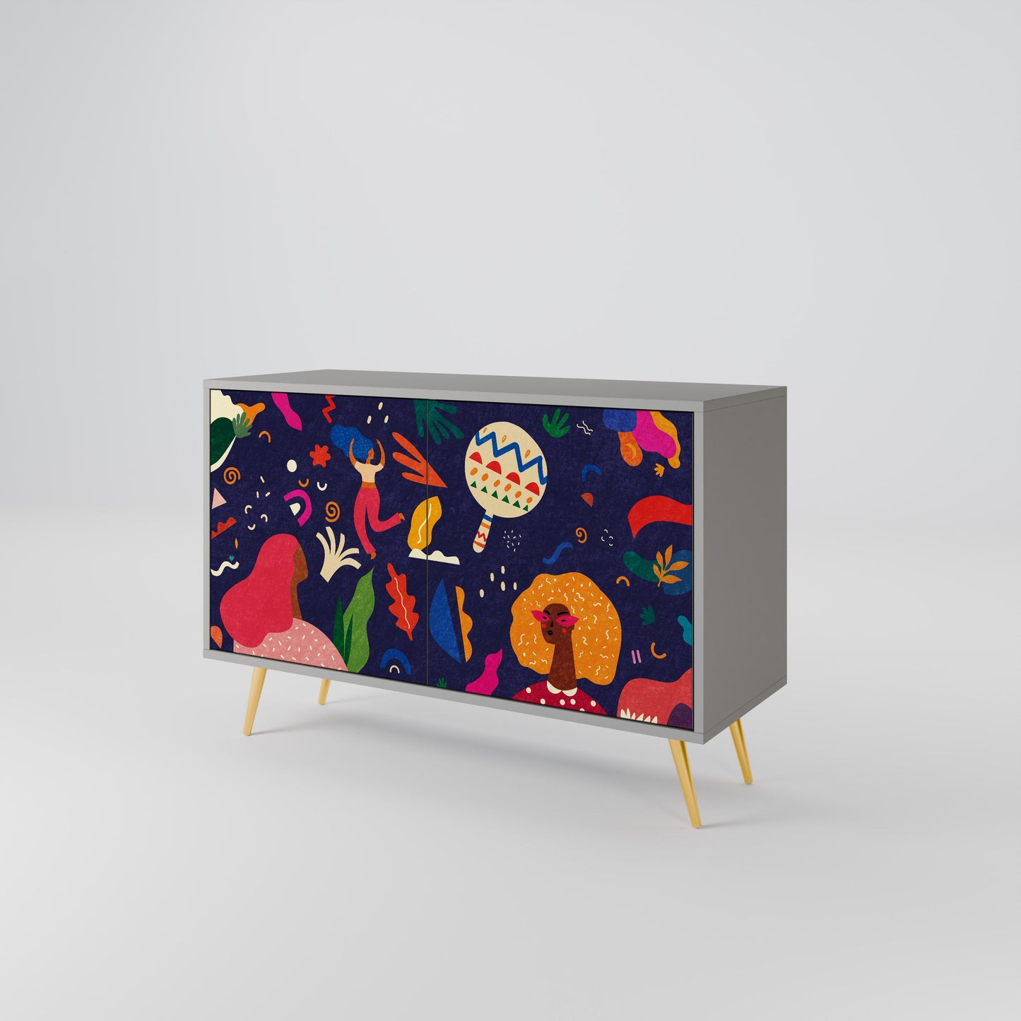 FESTIVE PLEASURES 2-Door Sideboard in Grey Finish